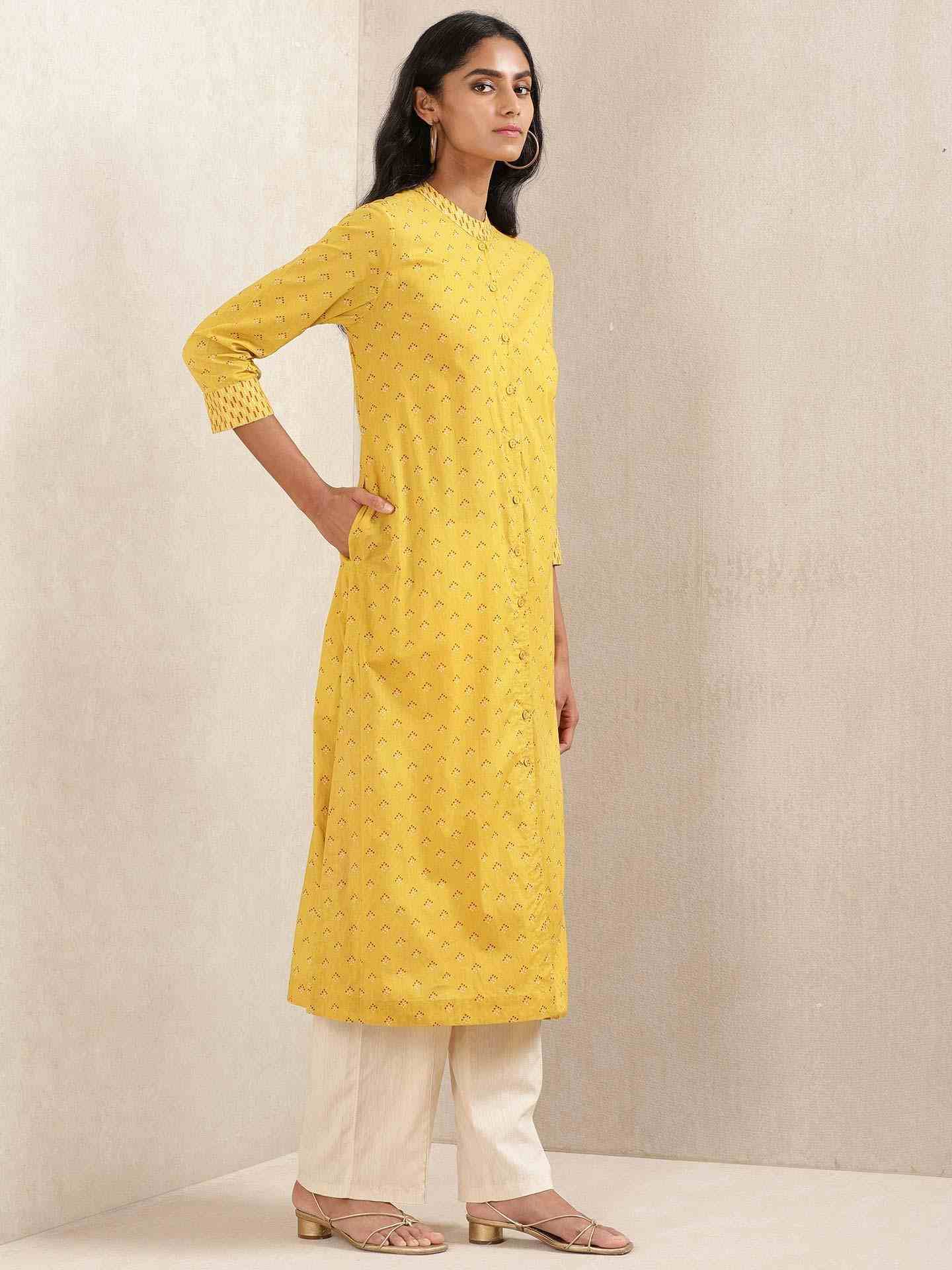 Yellow Quint Cotton Kurta