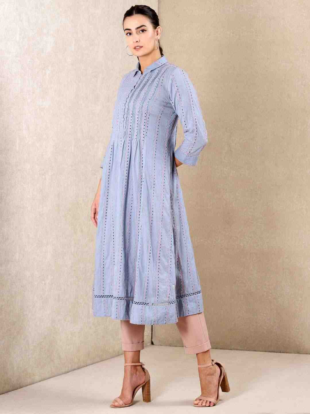 Blue Modern Minimalist Cotton Kurta