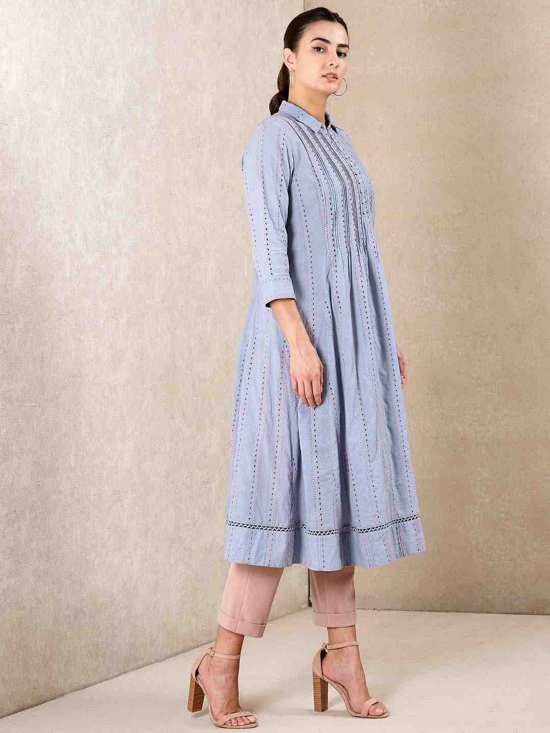 Blue Modern Minimalist Cotton Kurta