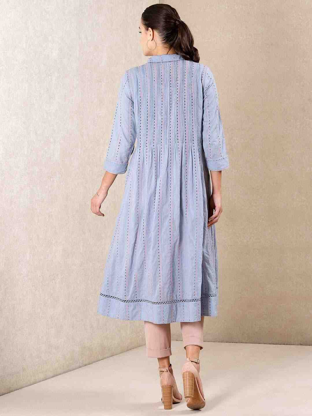 Blue Modern Minimalist Cotton Kurta