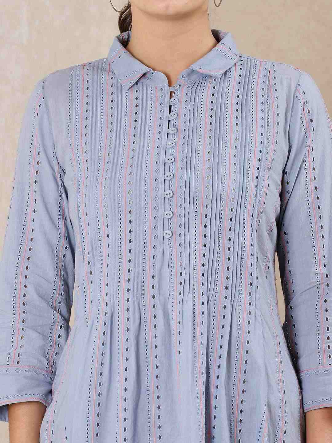 Blue Modern Minimalist Cotton Kurta