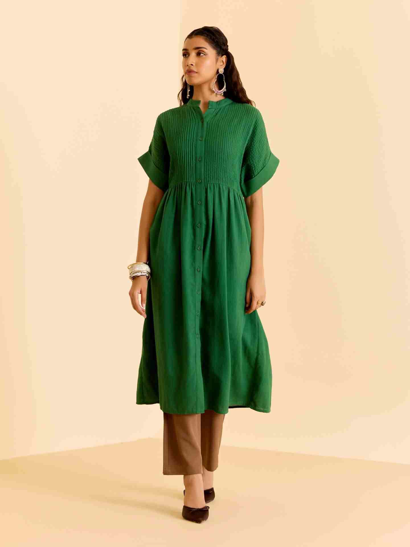 Green Vasuki Solid  Kurta