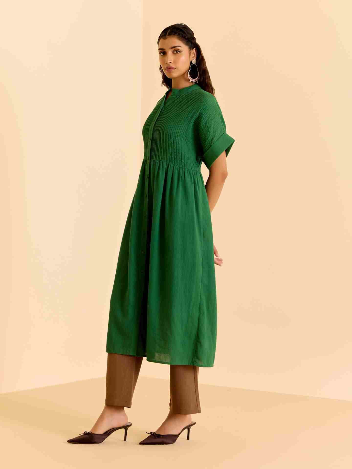 Green Vasuki Solid  Kurta