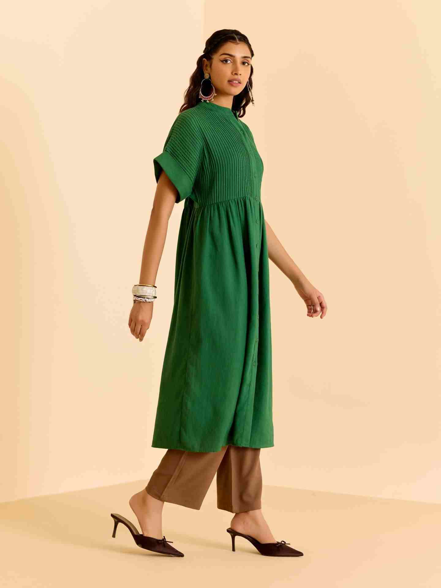 Green Vasuki Solid  Kurta