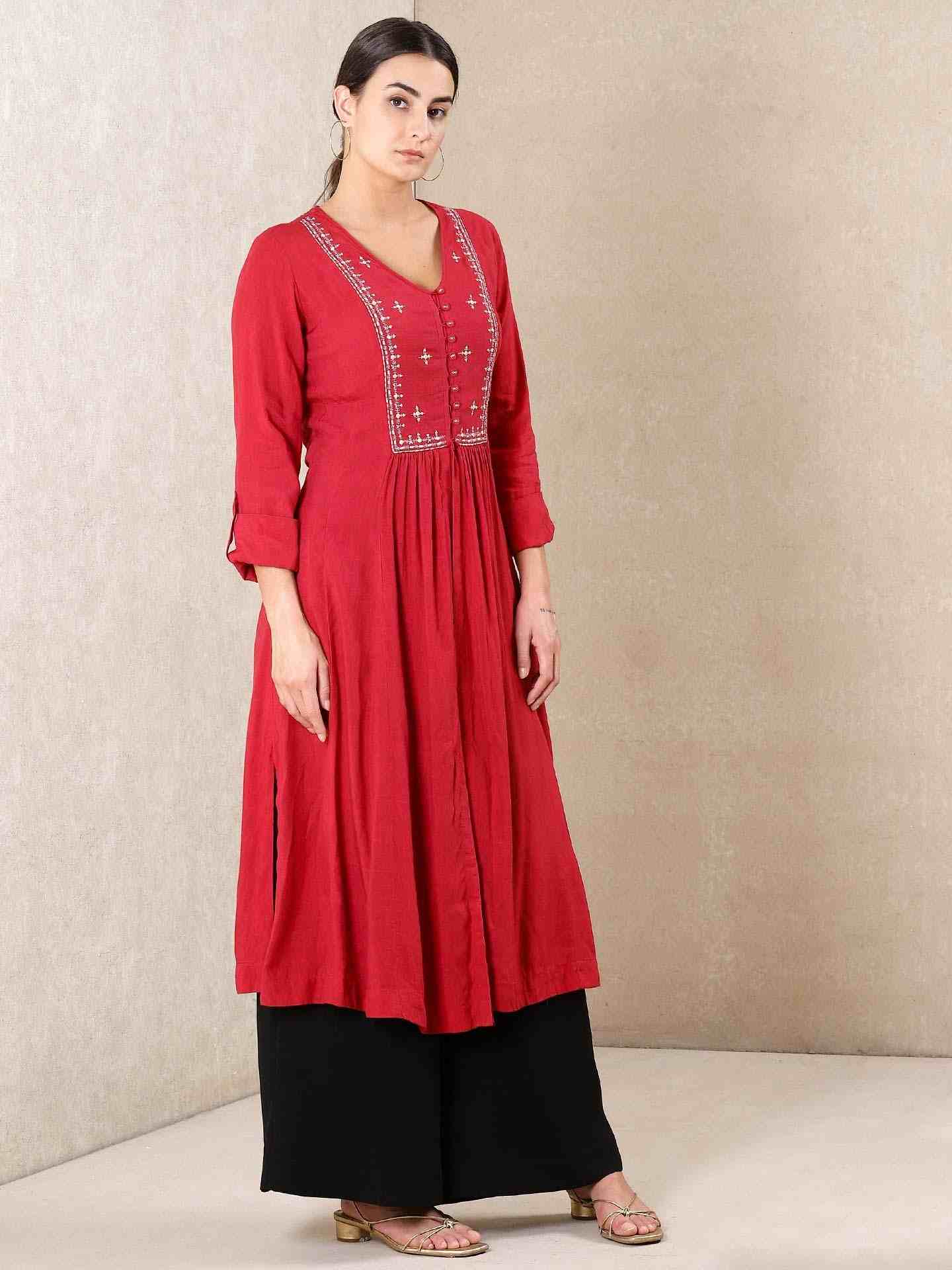 Red Modern Minimalist Kurta