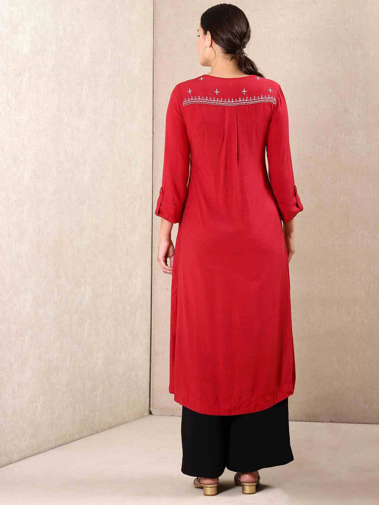 Red Modern Minimalist Kurta