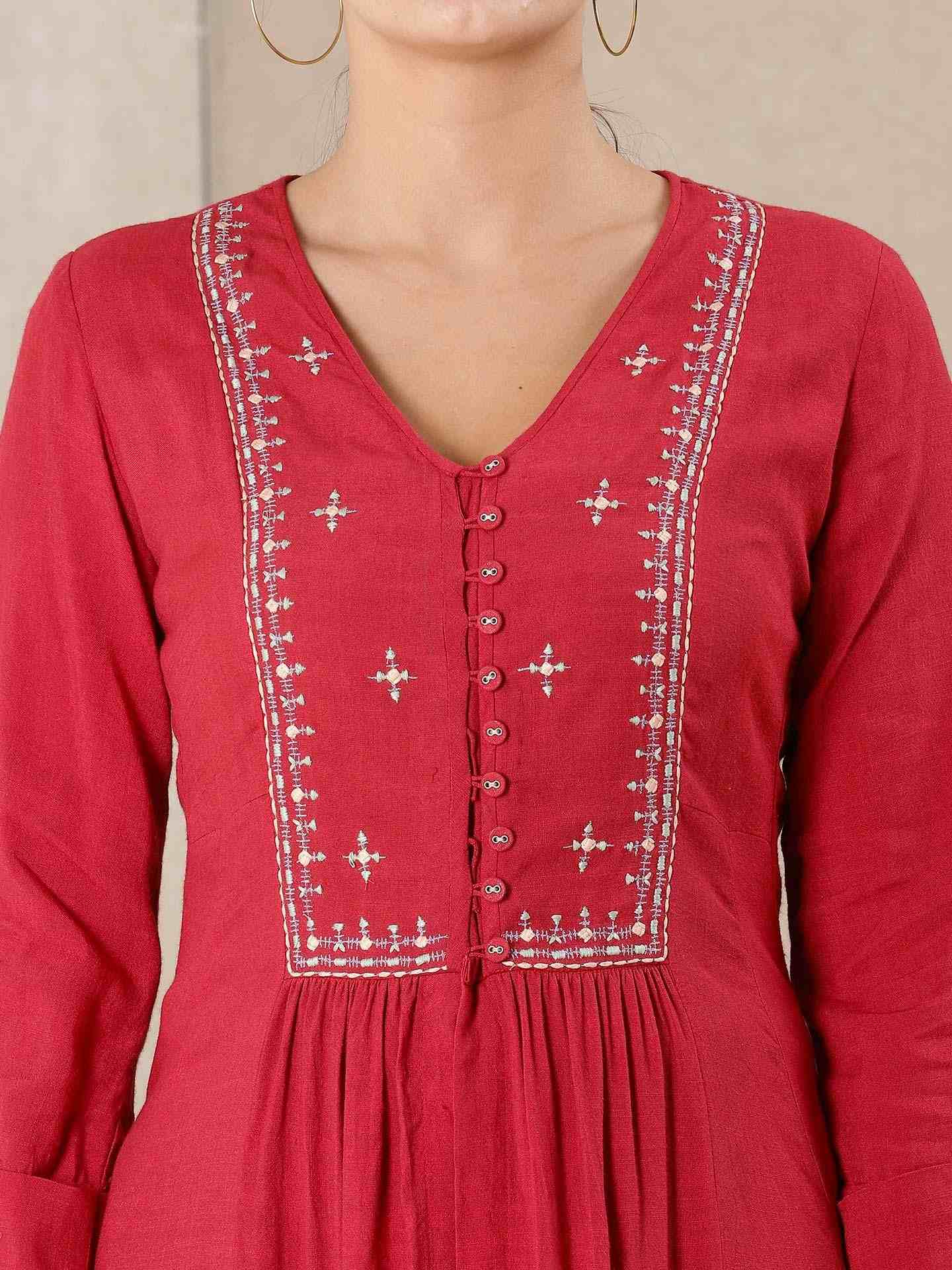 Red Modern Minimalist Kurta