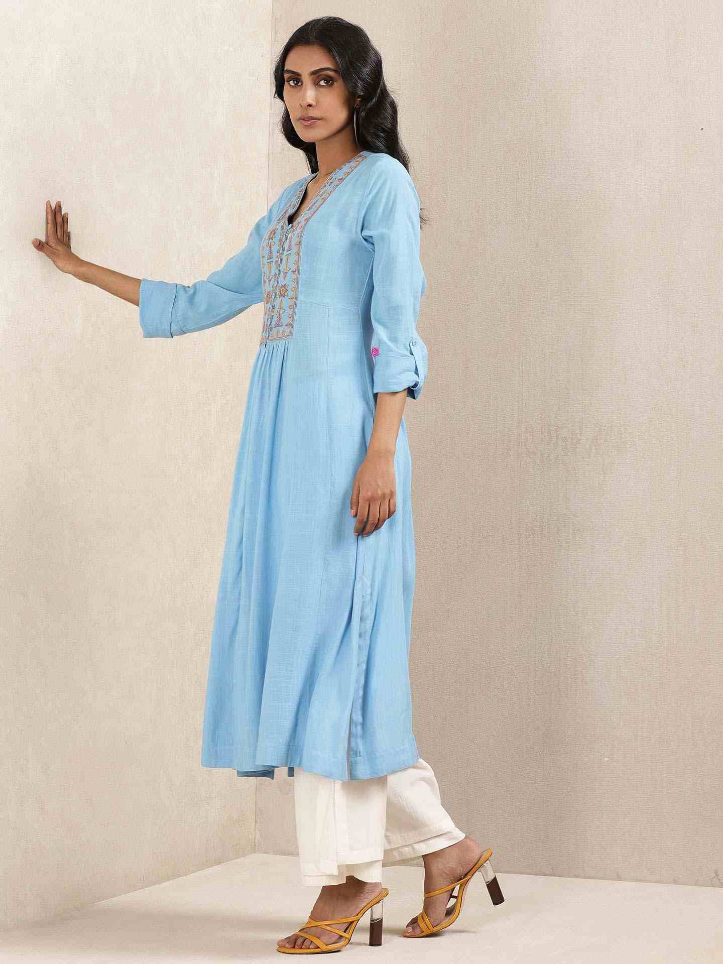 Blue Quint Embroidered Kurta