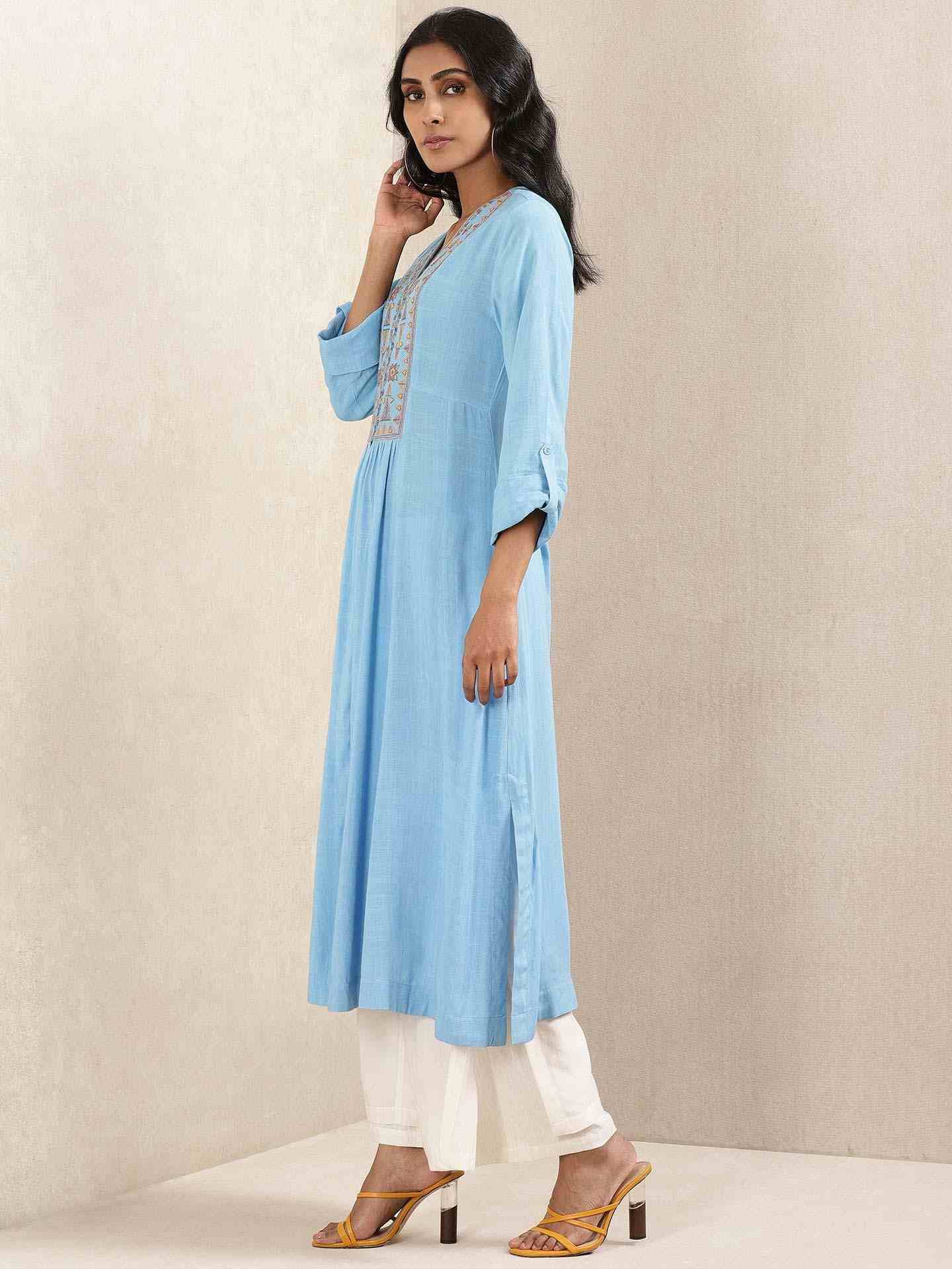 Blue Quint Embroidered Kurta