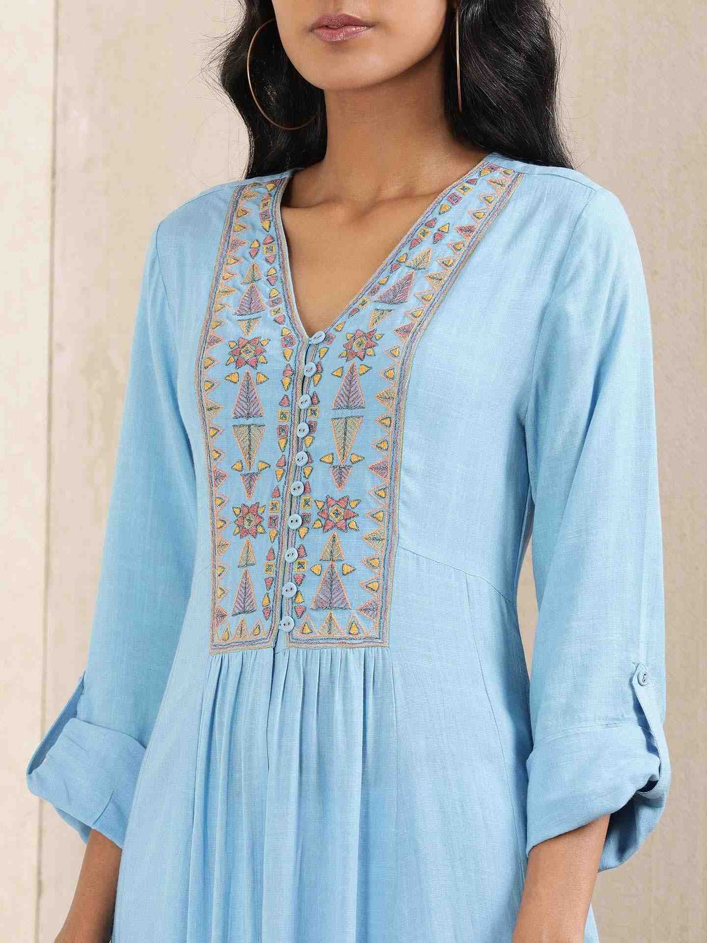 Blue Quint Embroidered Kurta