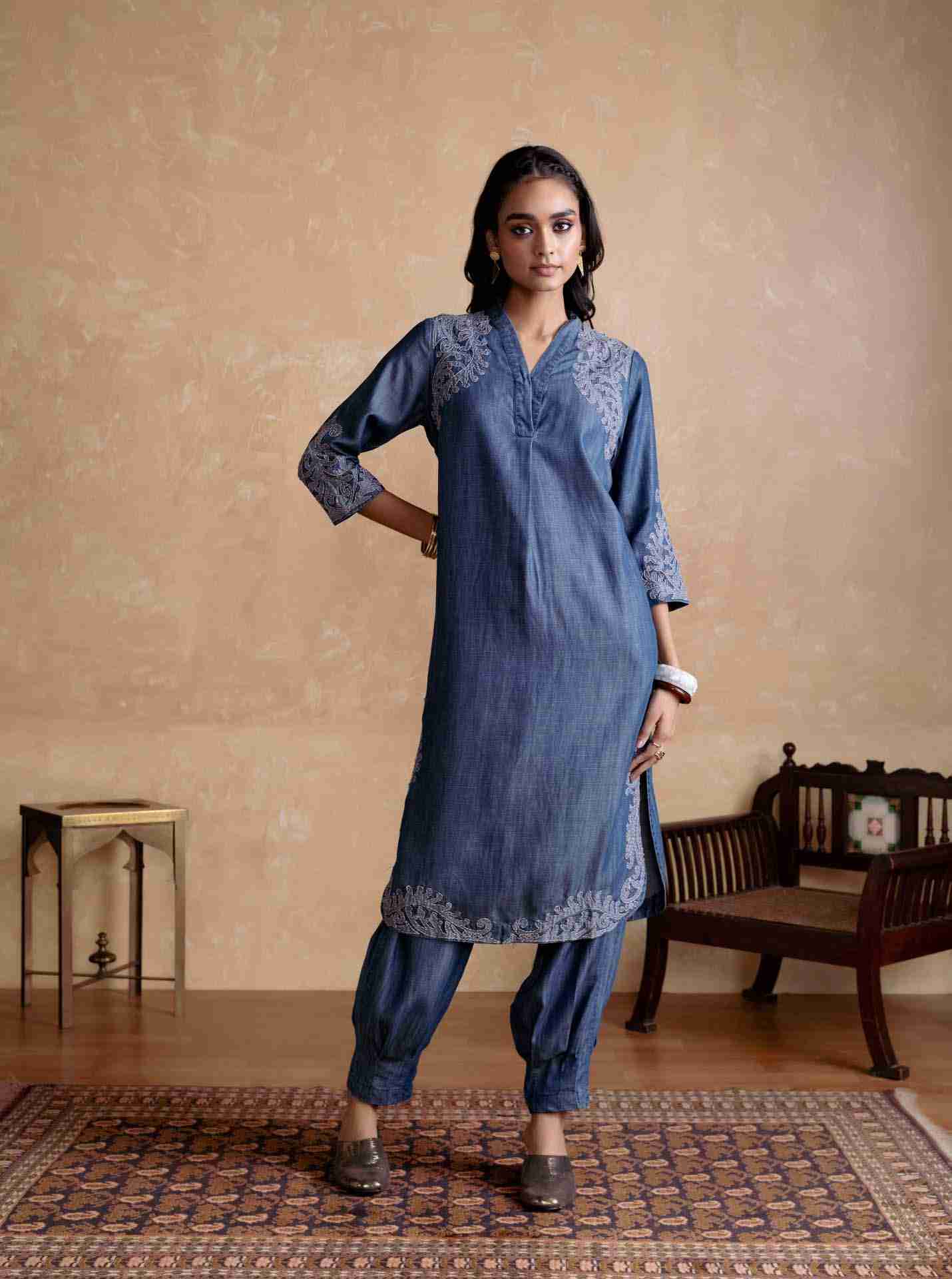 Blue Tencel Denim Kurta