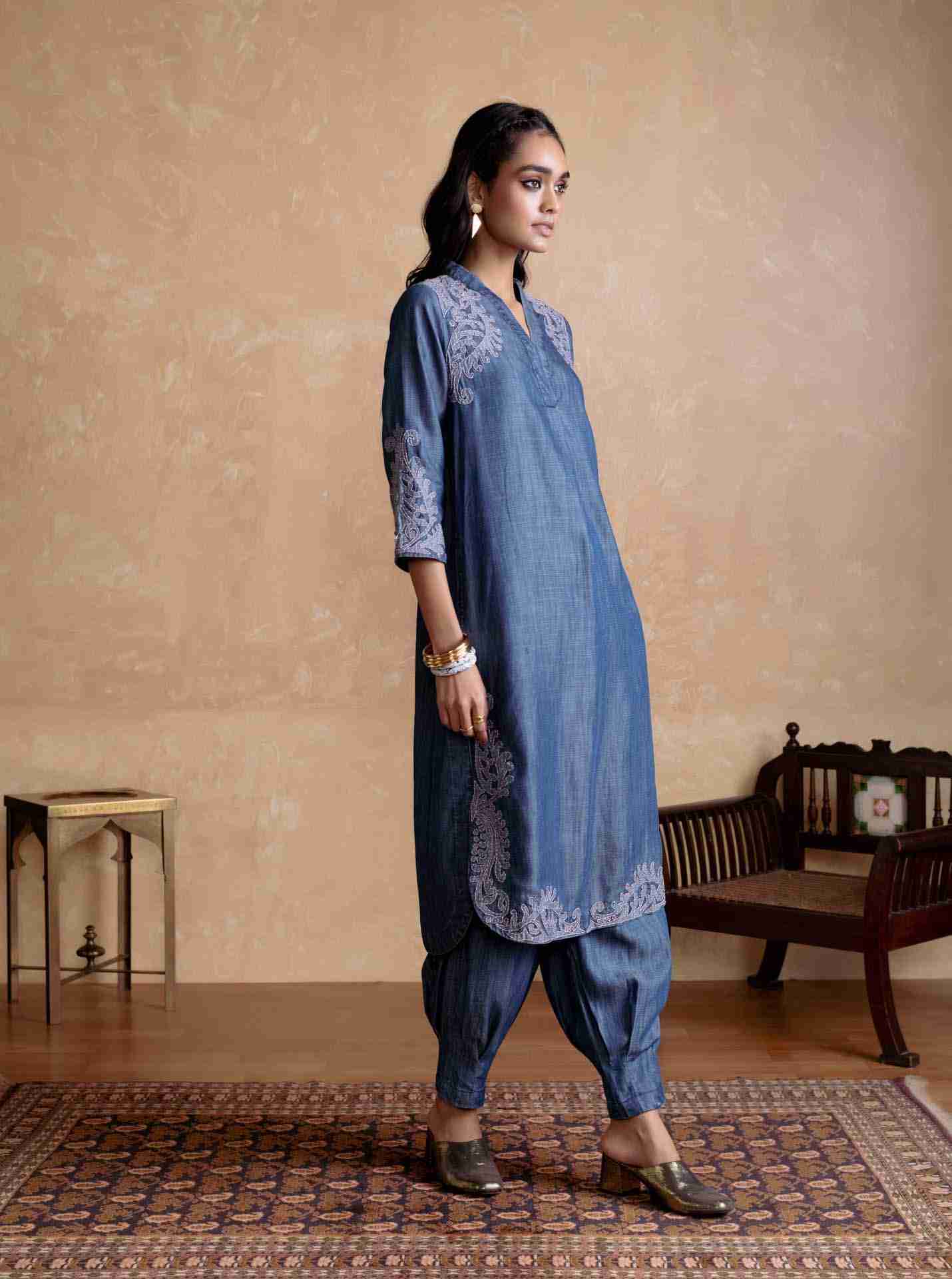 Blue Tencel Denim Kurta