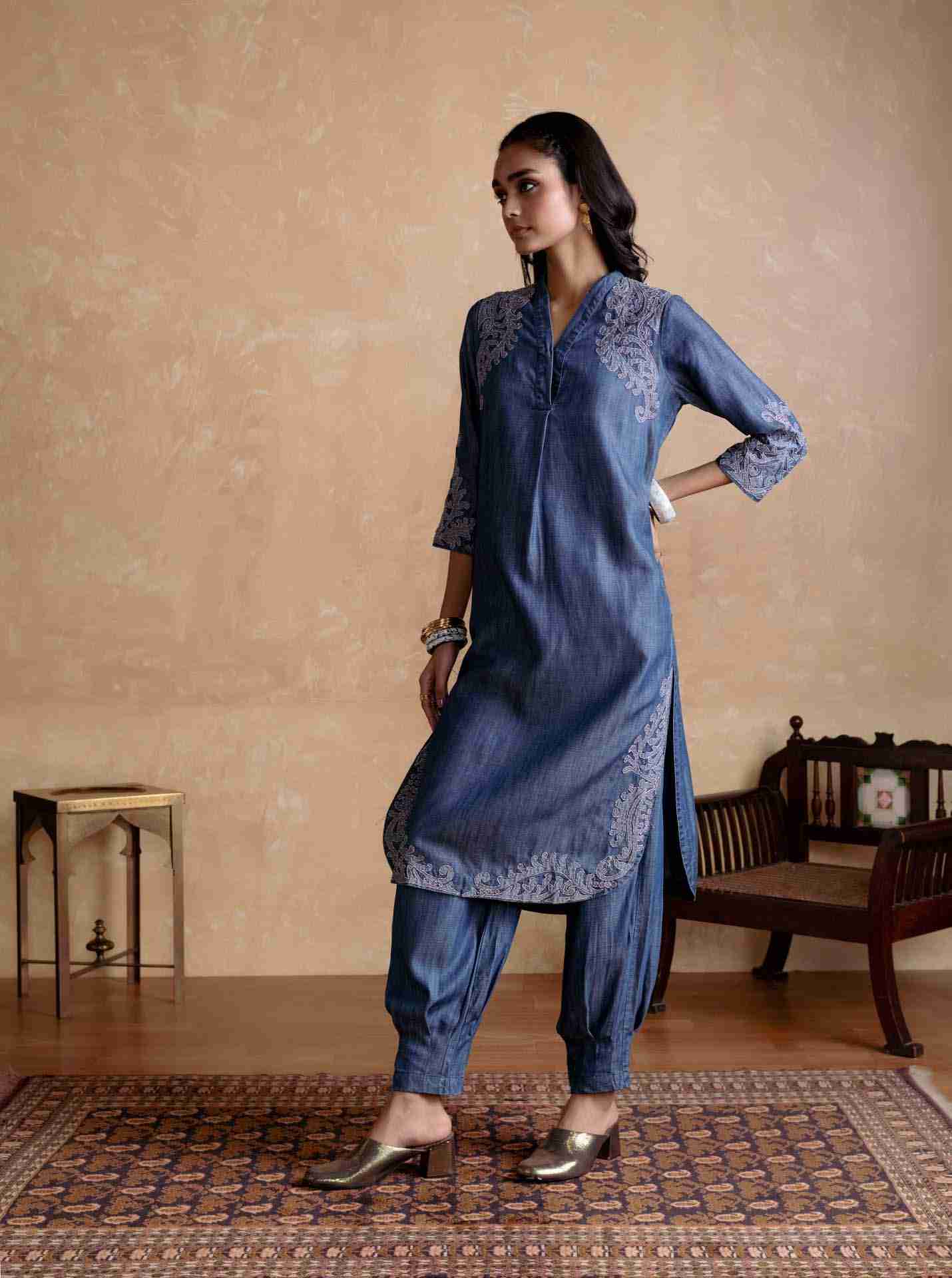 Blue Tencel Denim Kurta