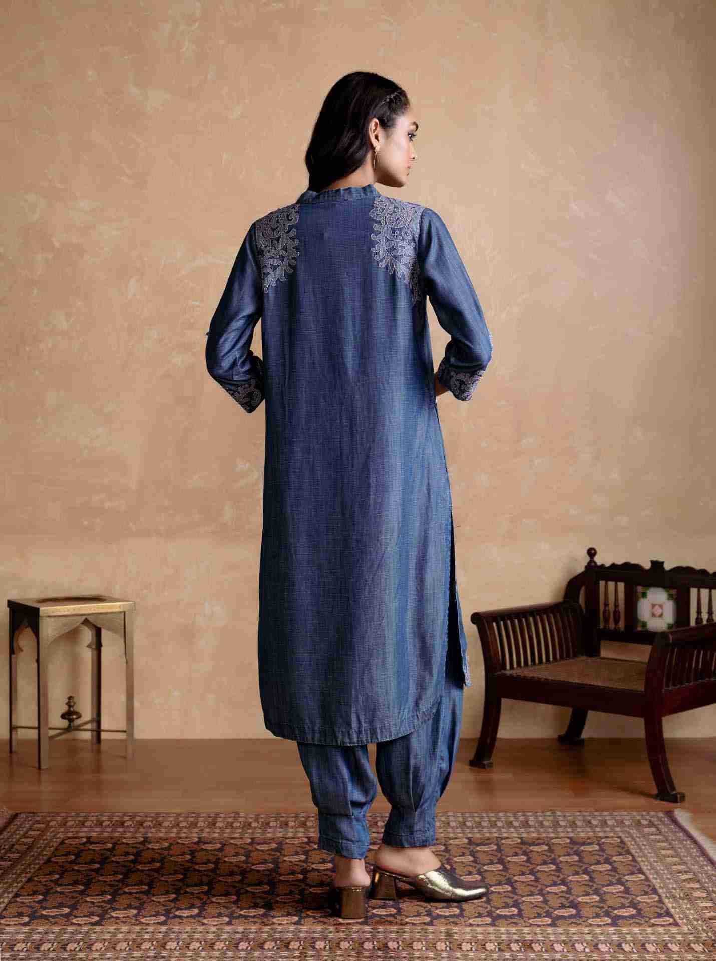 Blue Tencel Denim Kurta