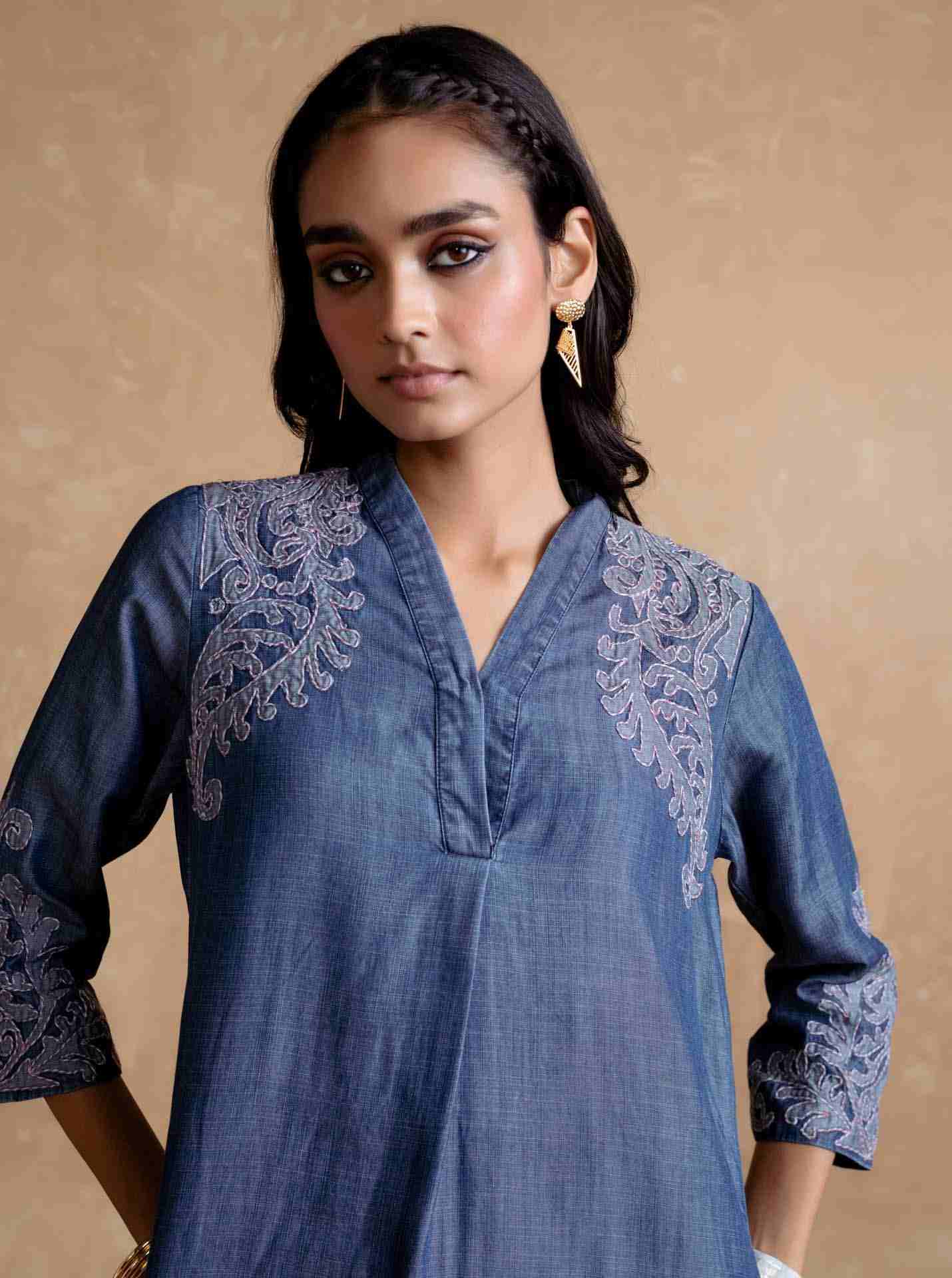 Blue Tencel Denim Kurta