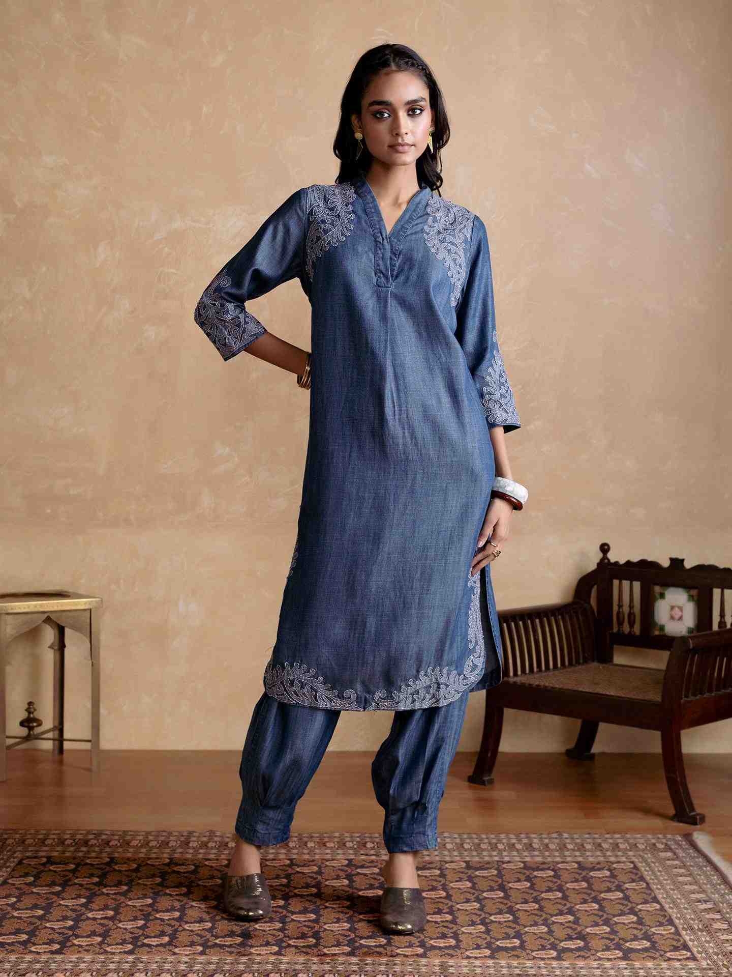 Blue Tencel Denim Kurta