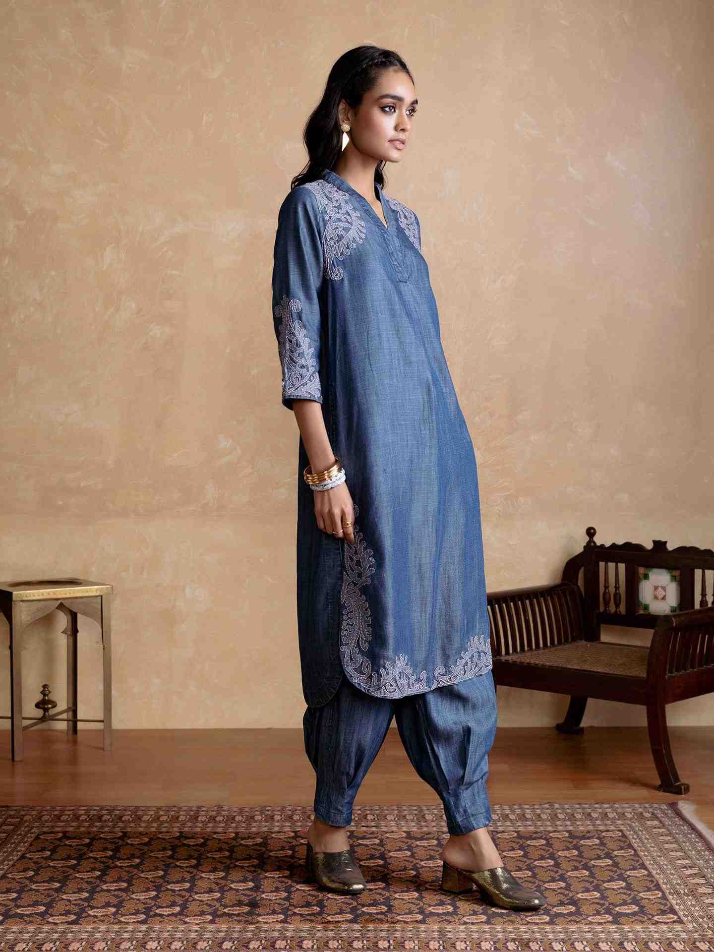Blue Tencel Denim Kurta