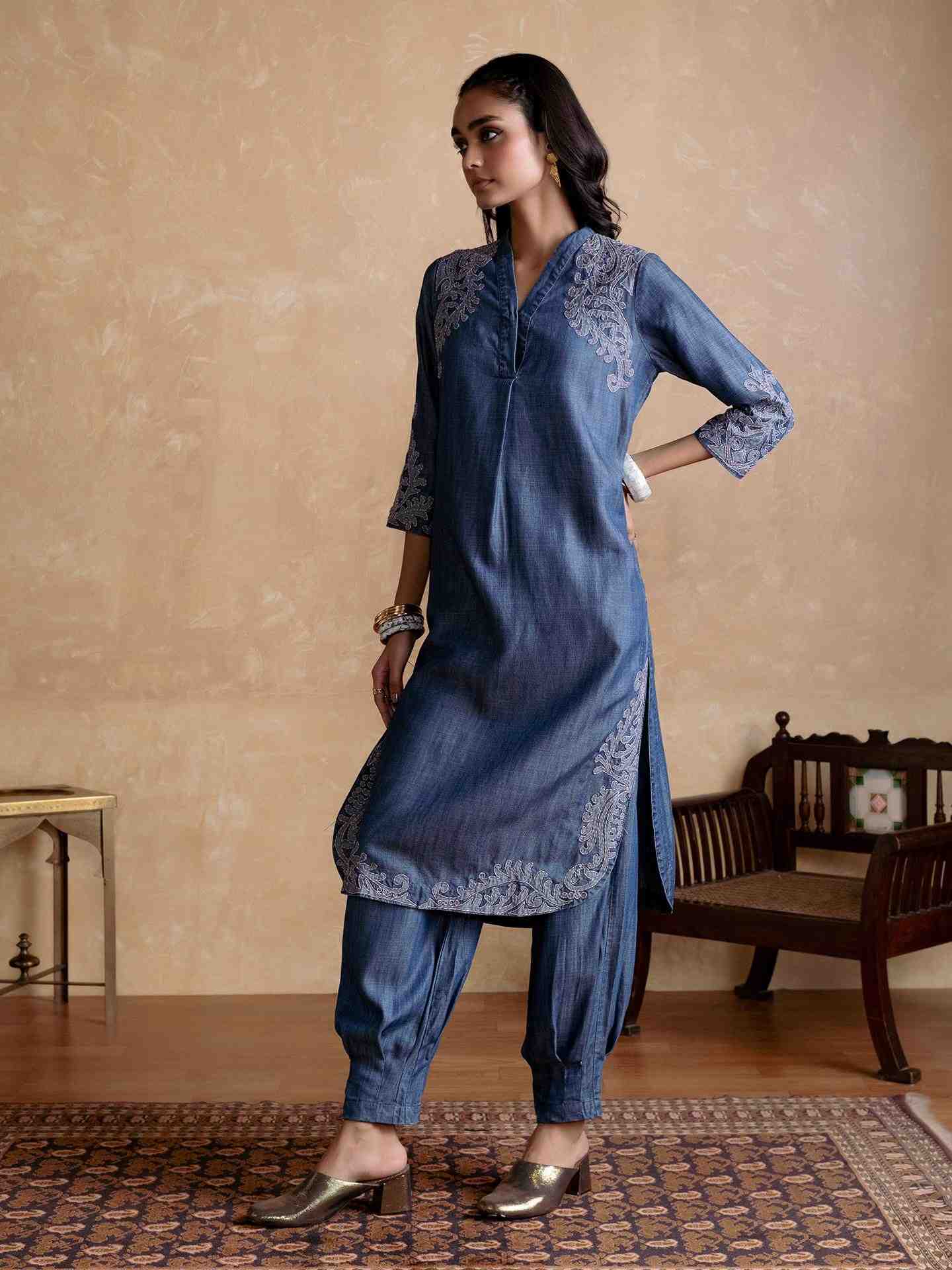Blue Tencel Denim Kurta