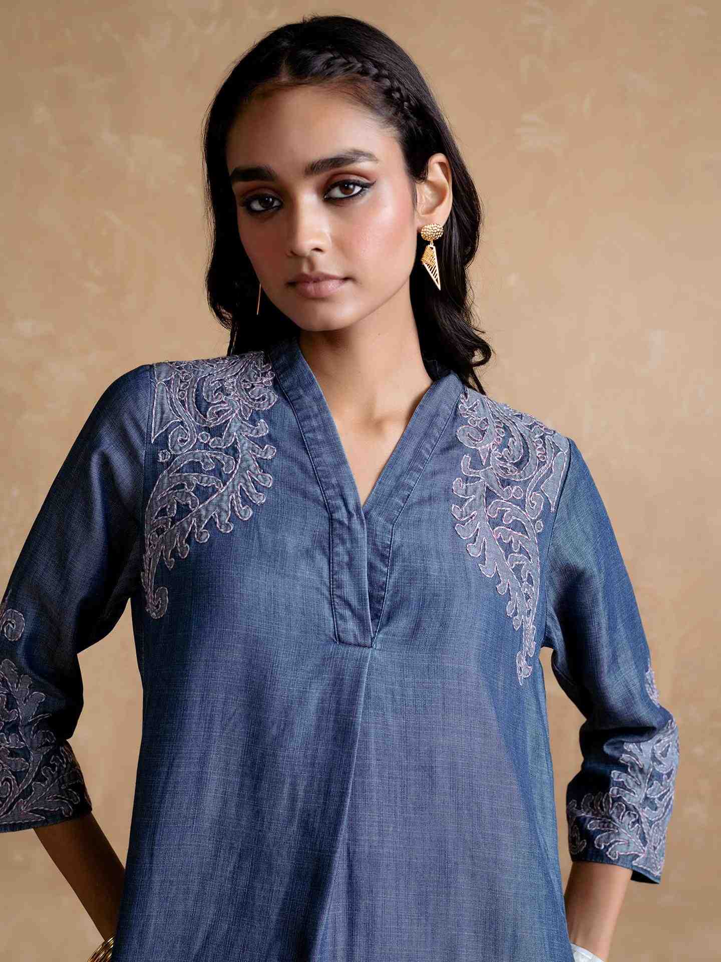 Blue Tencel Denim Kurta
