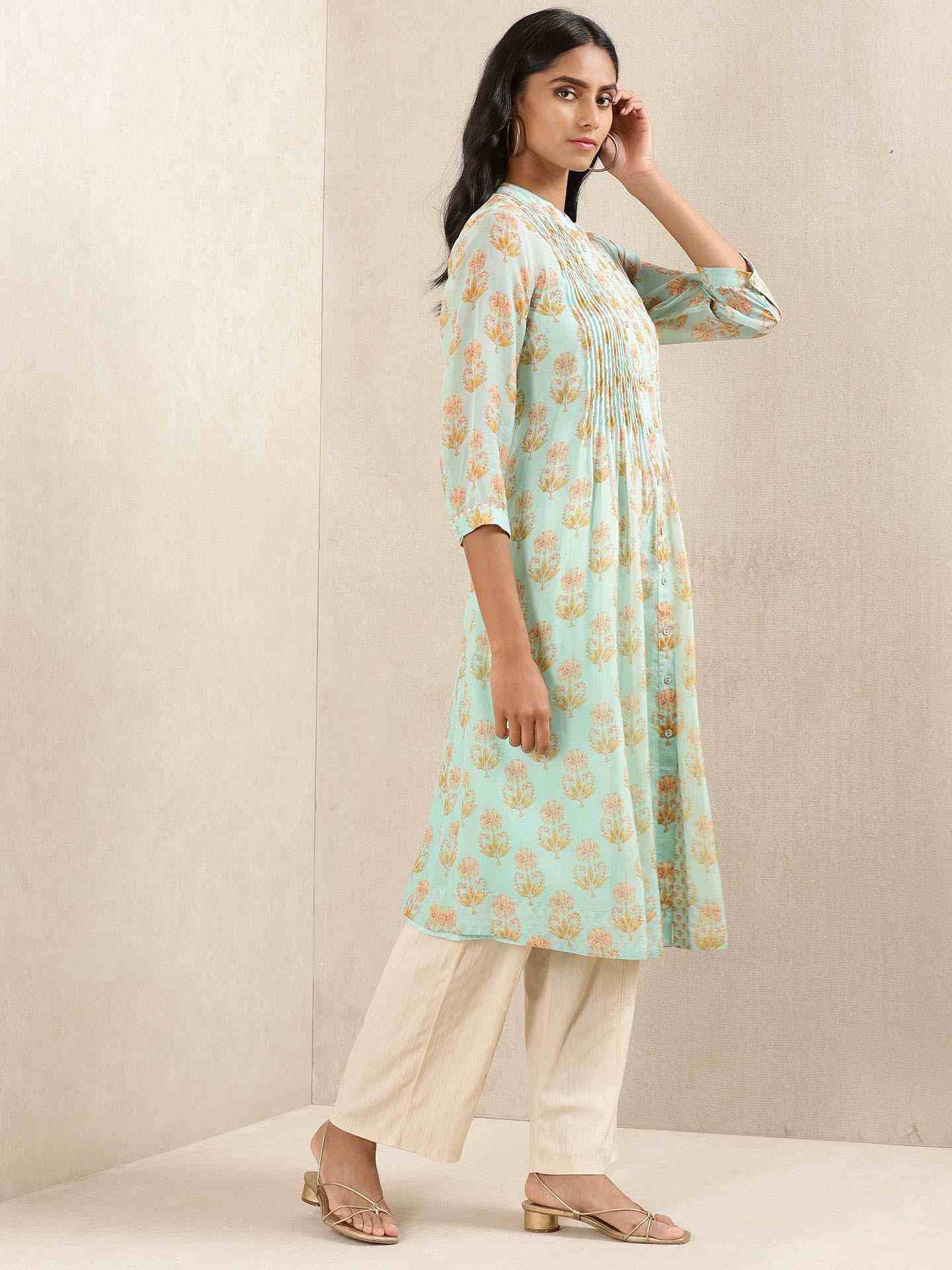 Turquoise Komal Butti Layout Kurta