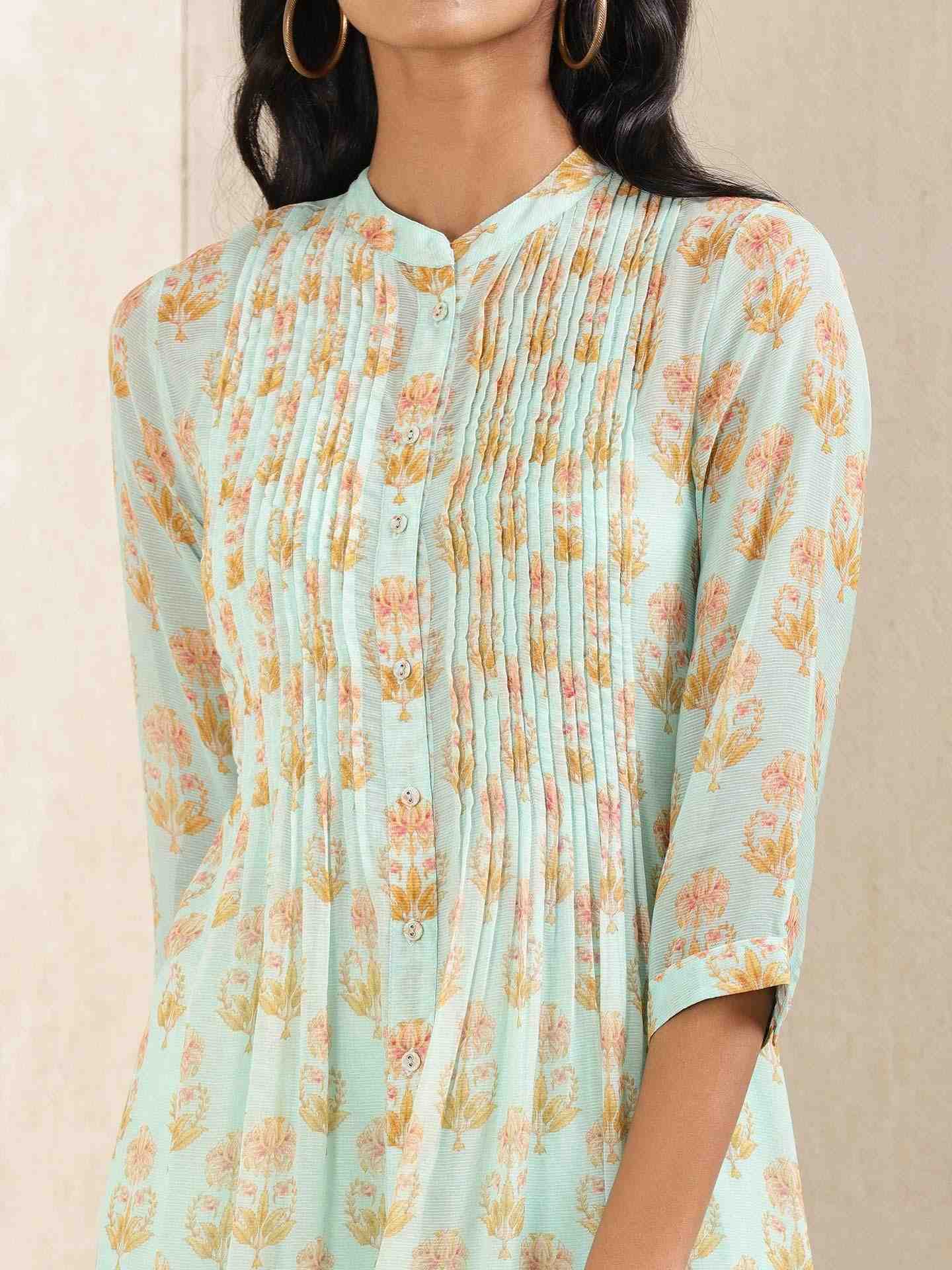 Turquoise Komal Butti Layout Kurta