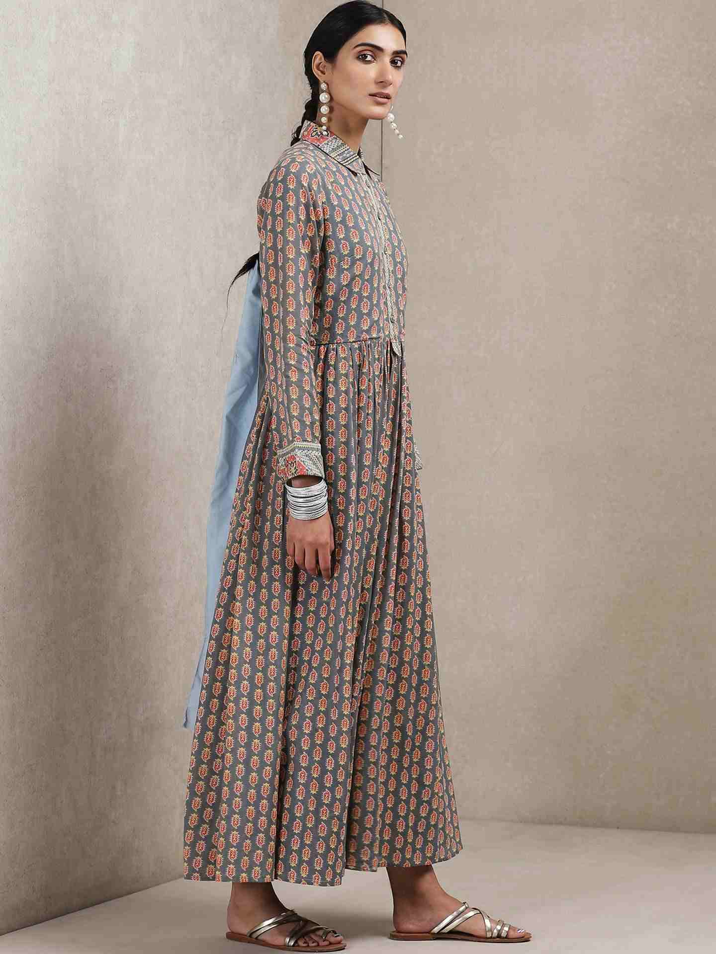 Grey Ersheen Allover Kurta