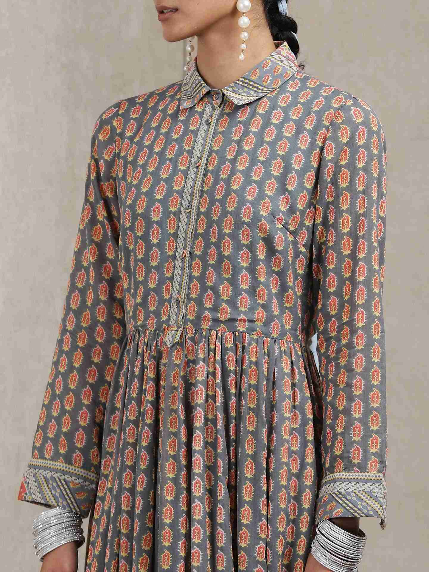 Grey Ersheen Allover Kurta