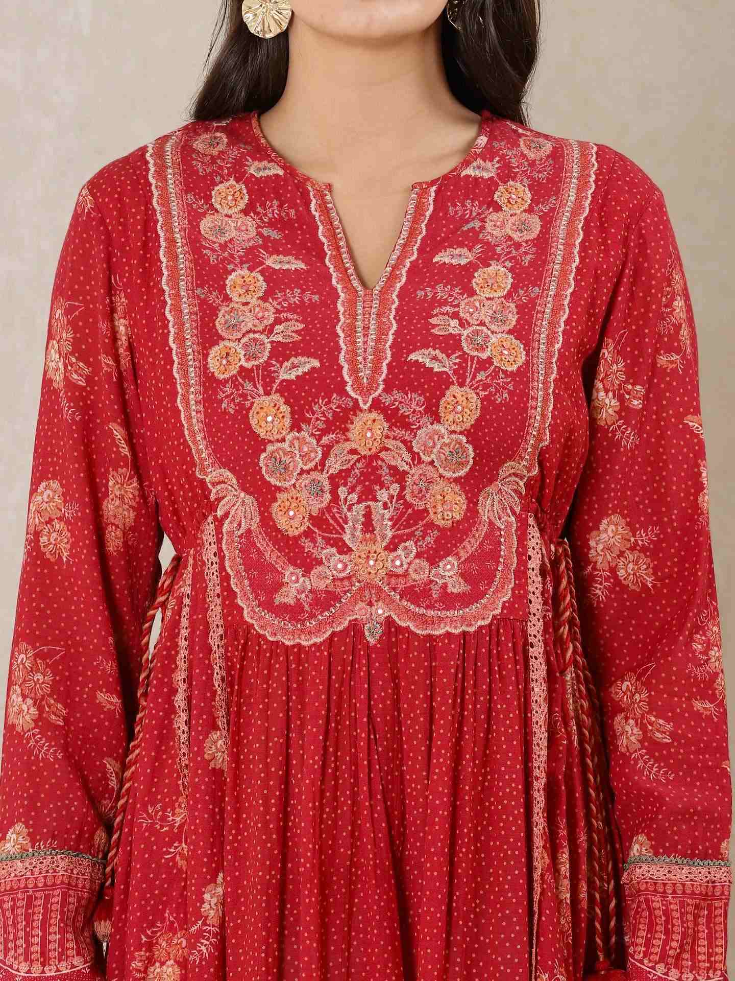 Red Asha Kurta
