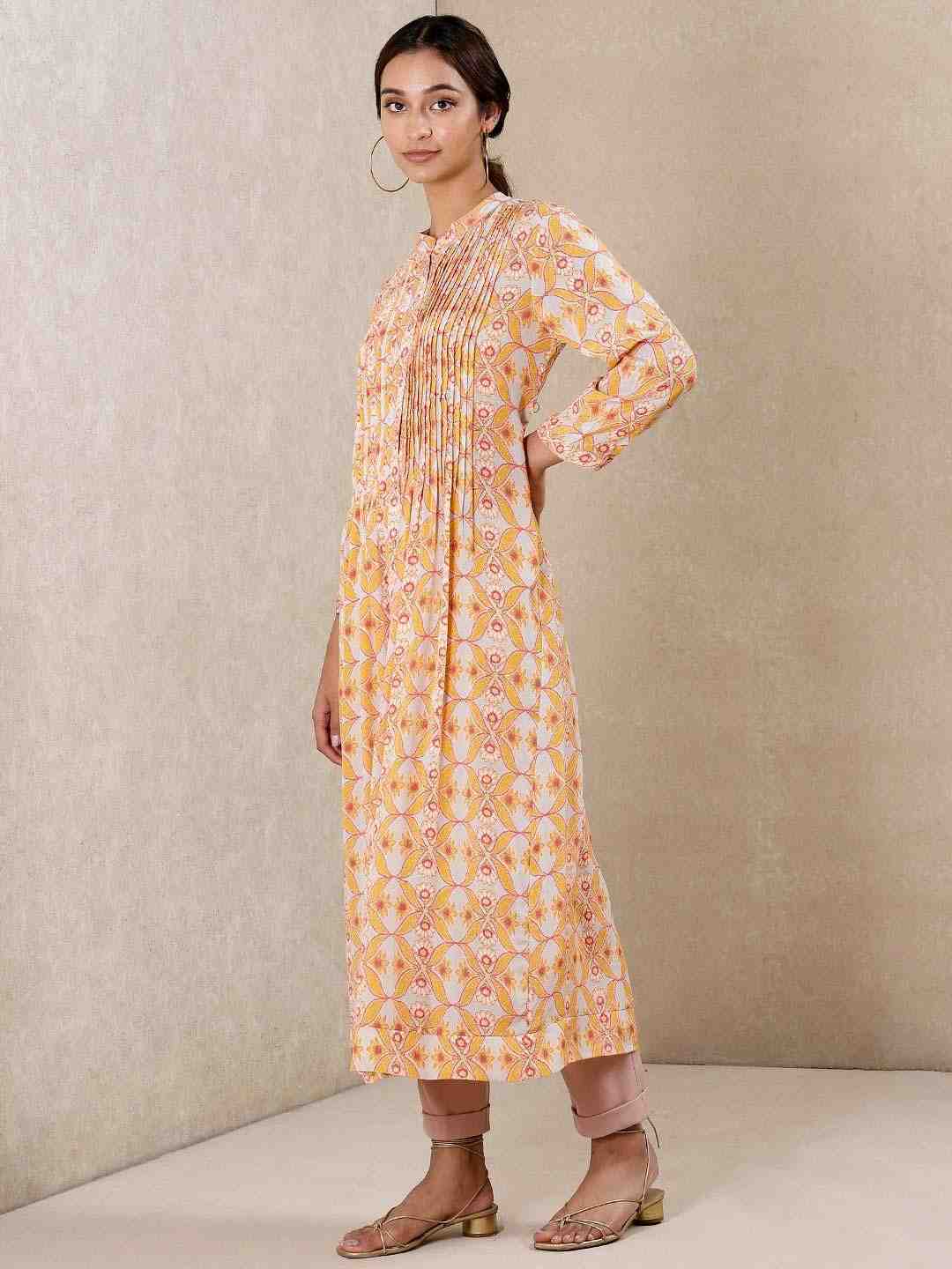 Orange Applique Flora Crepe Kurta
