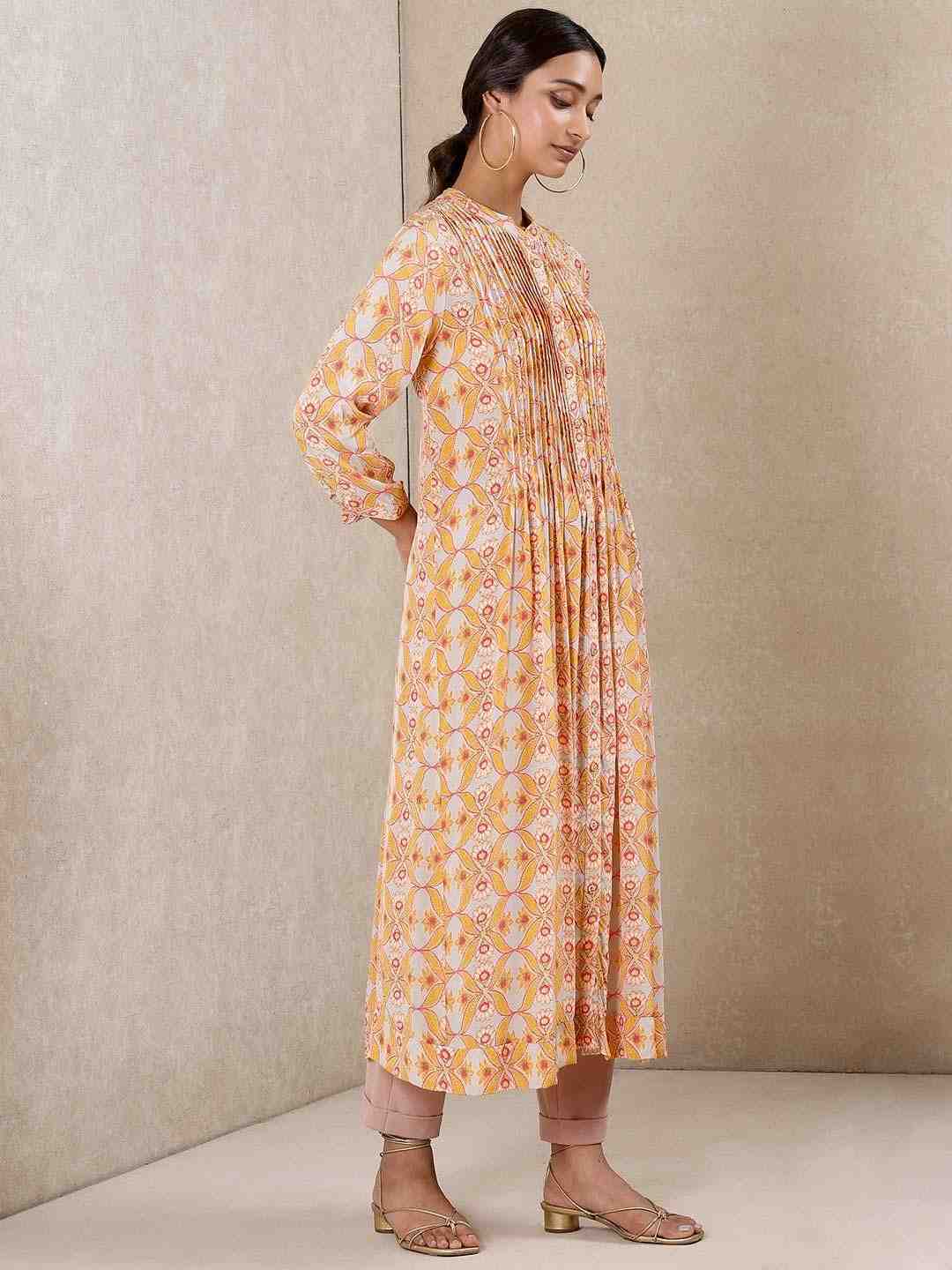 Orange Applique Flora Crepe Kurta