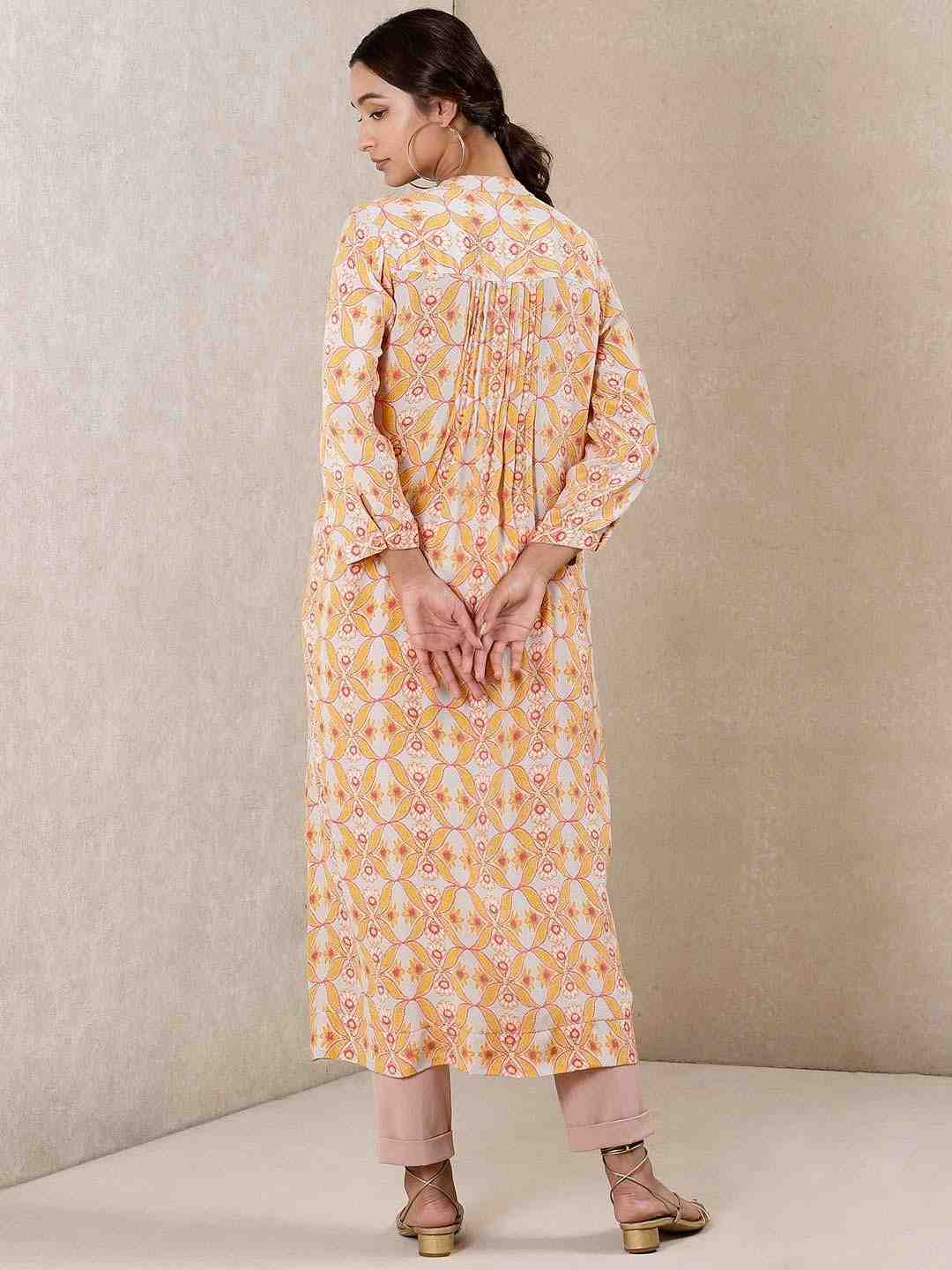 Orange Applique Flora Crepe Kurta