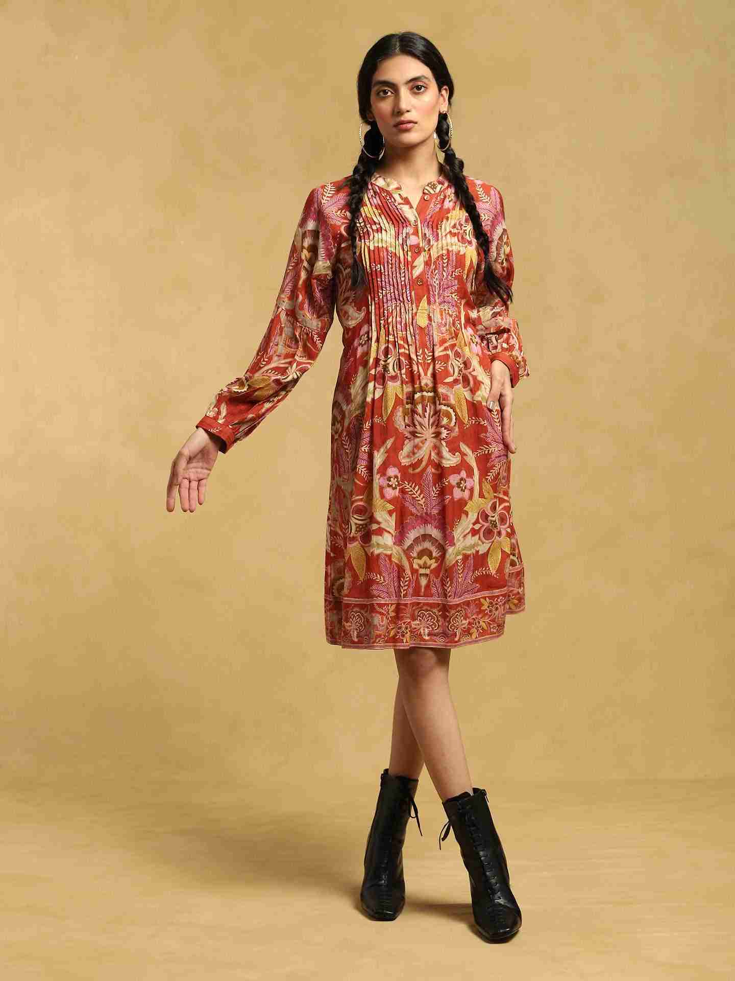 Rust Fantastica Crepe Kurta