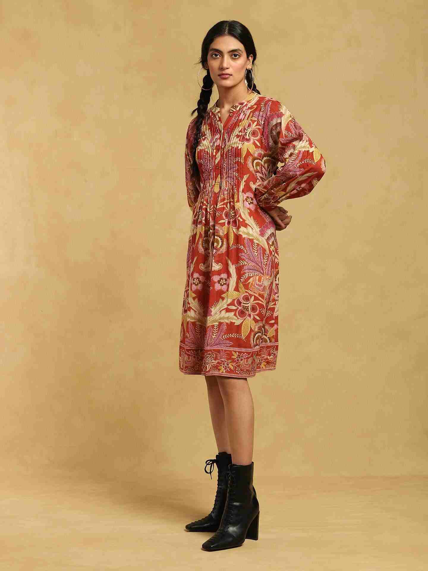Rust Fantastica Crepe Kurta