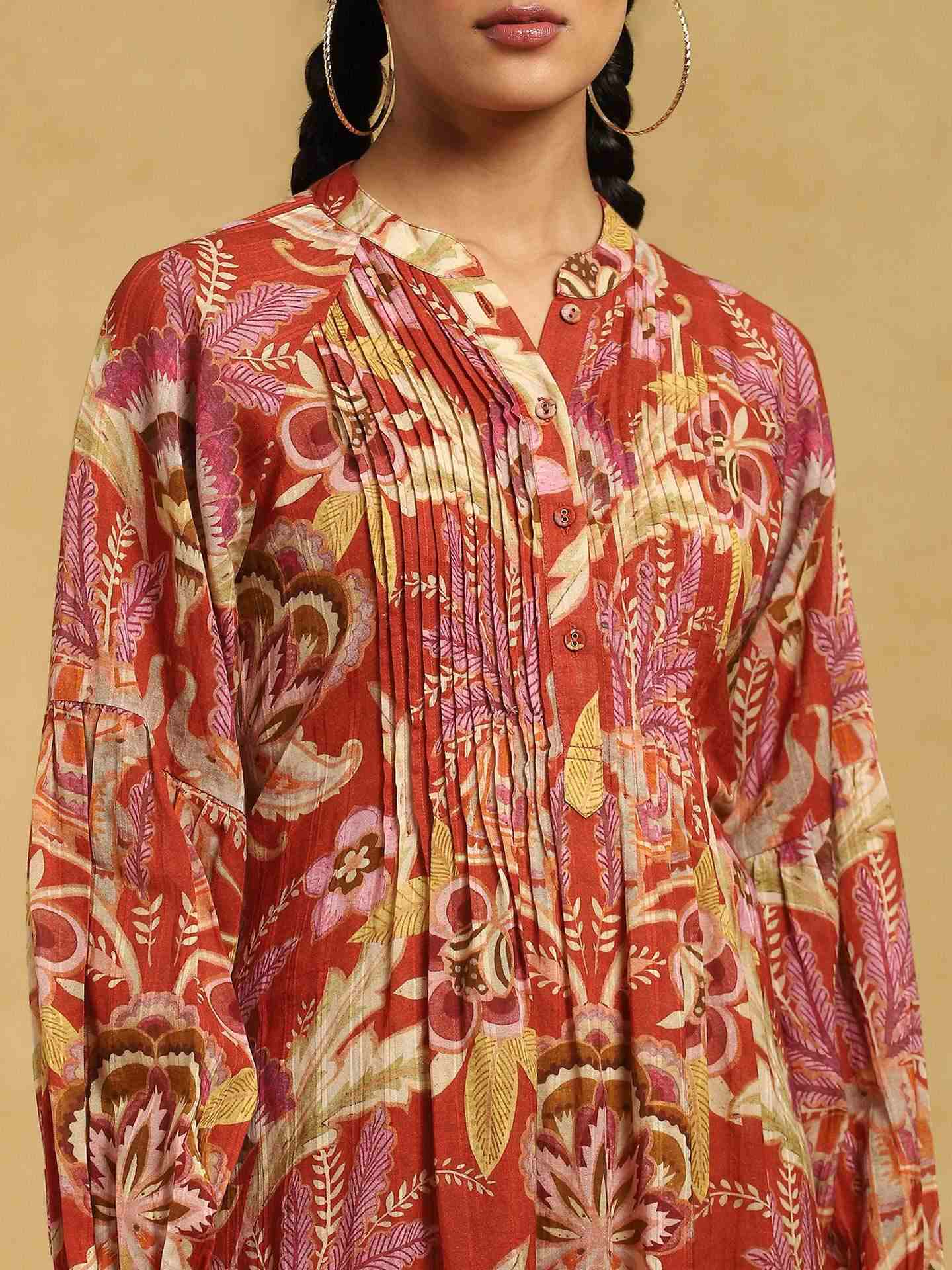 Rust Fantastica Crepe Kurta