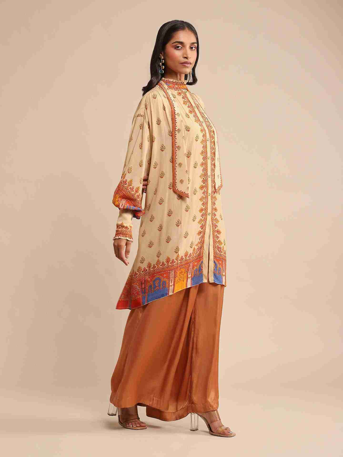 Beige Iranya  Crepe Kurta