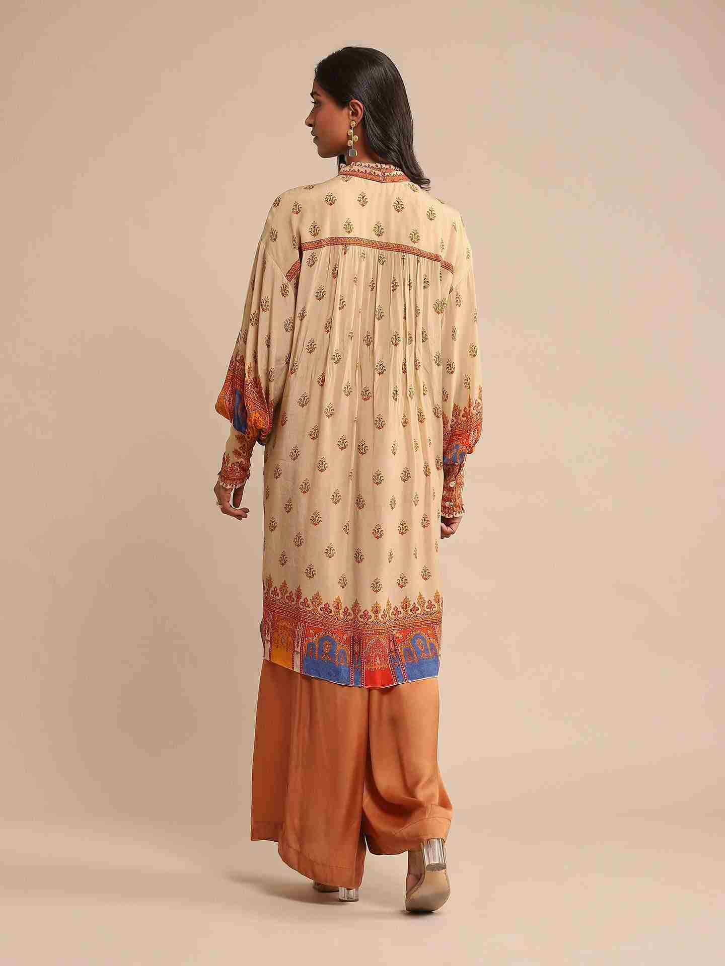 Beige Iranya  Crepe Kurta
