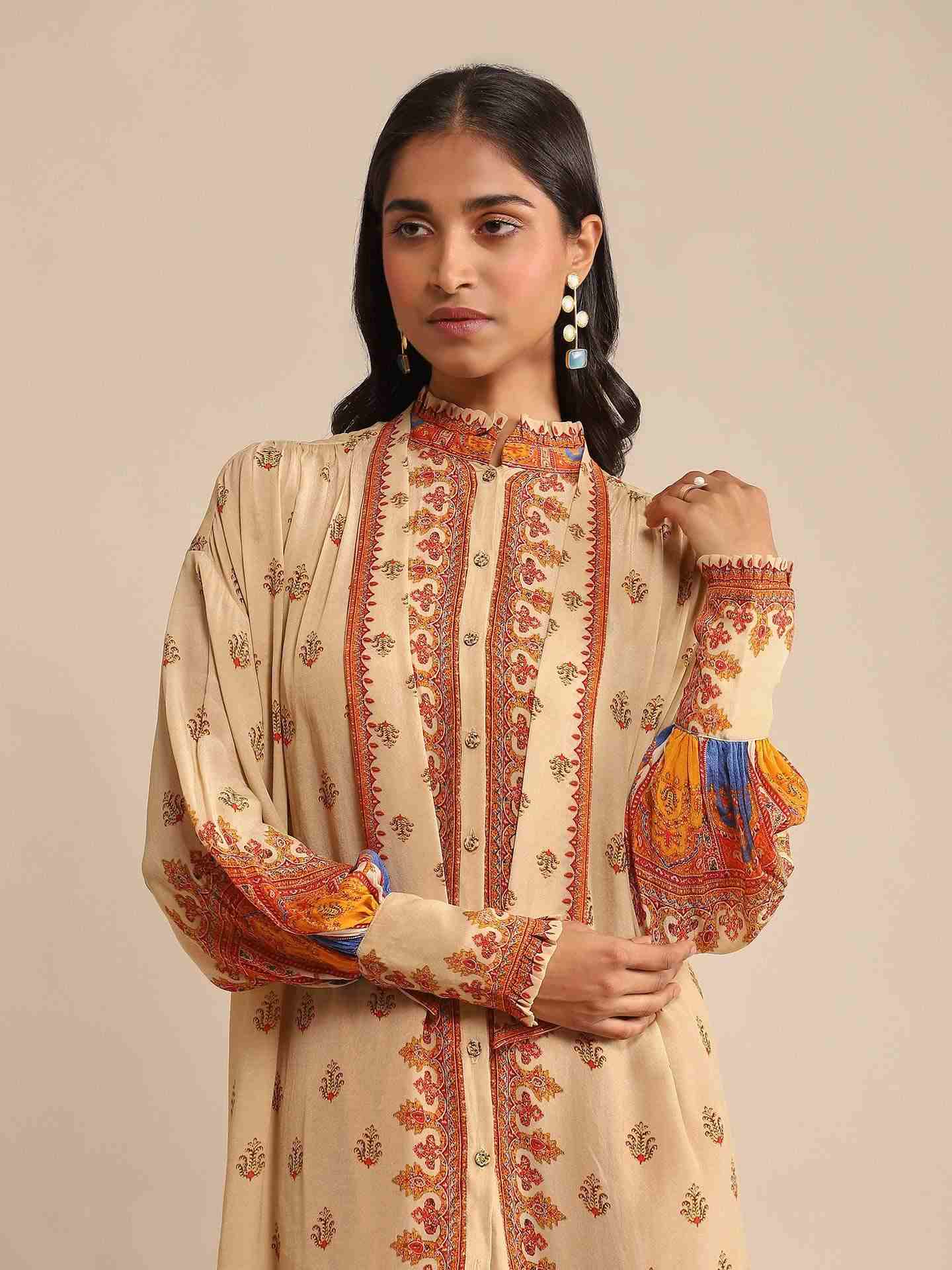 Beige Iranya  Crepe Kurta