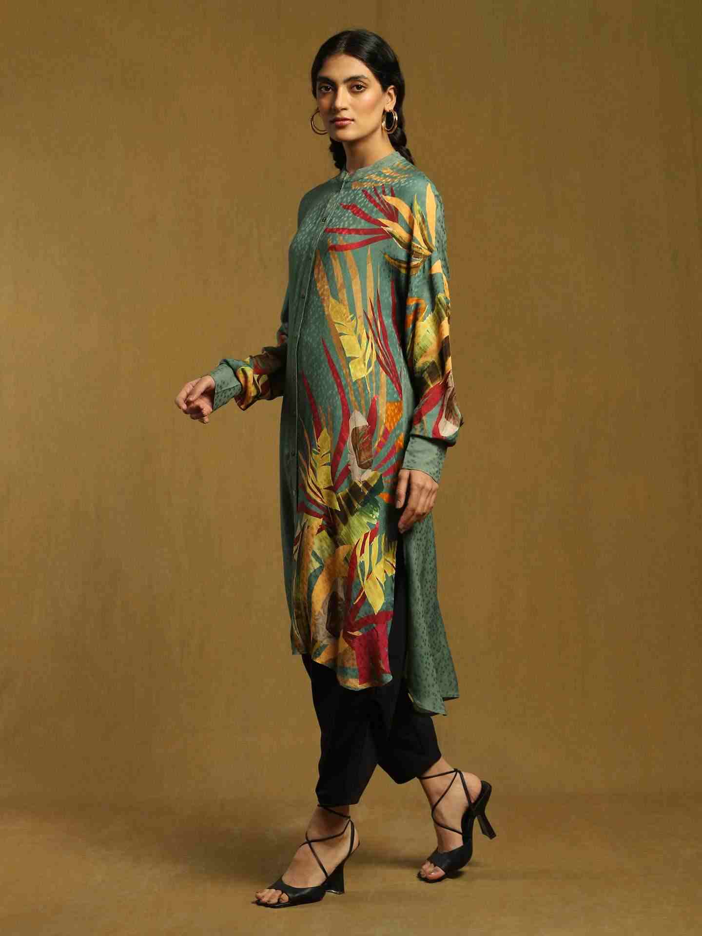 Green Tropical Kurta