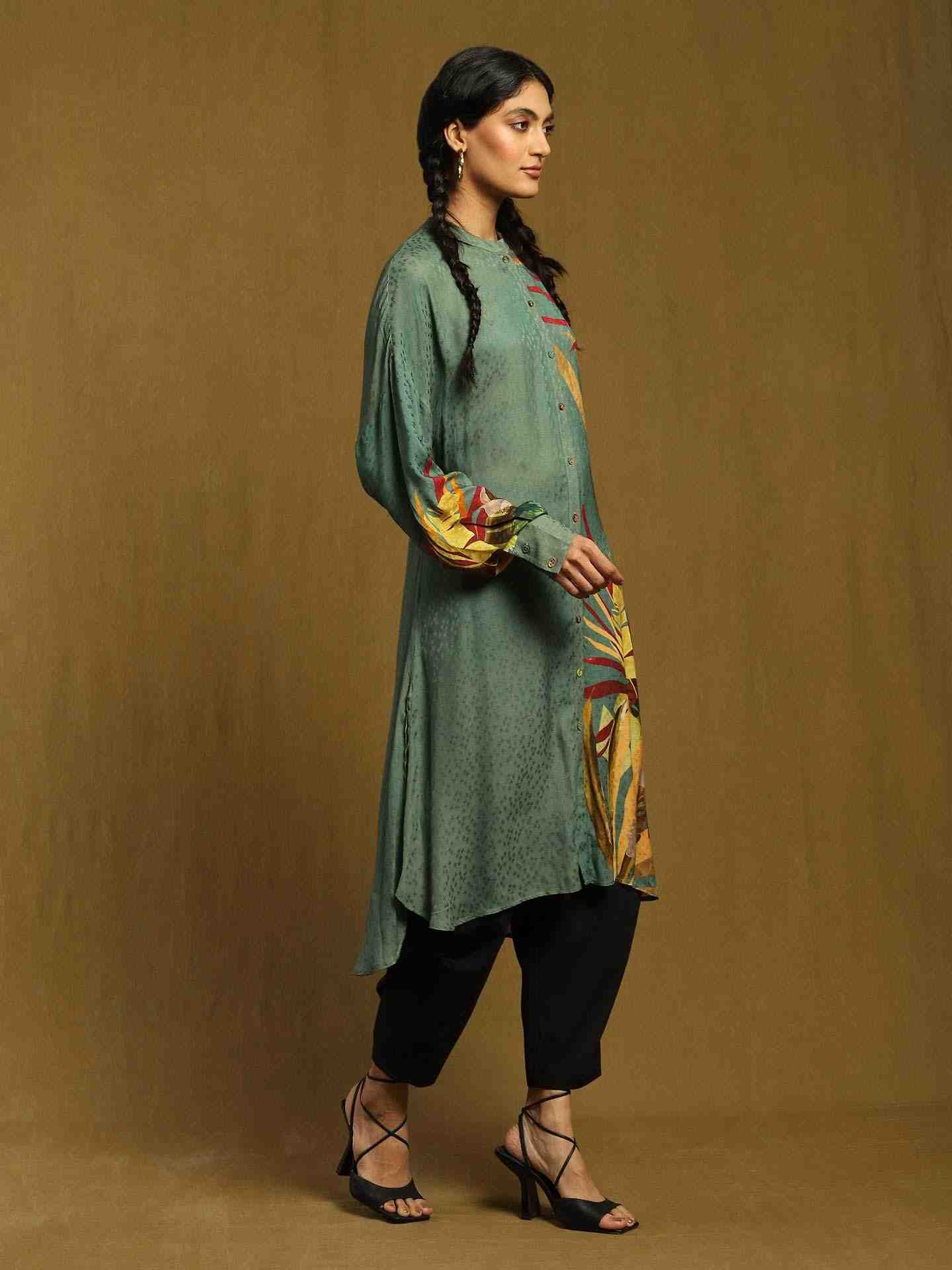 Green Tropical Kurta