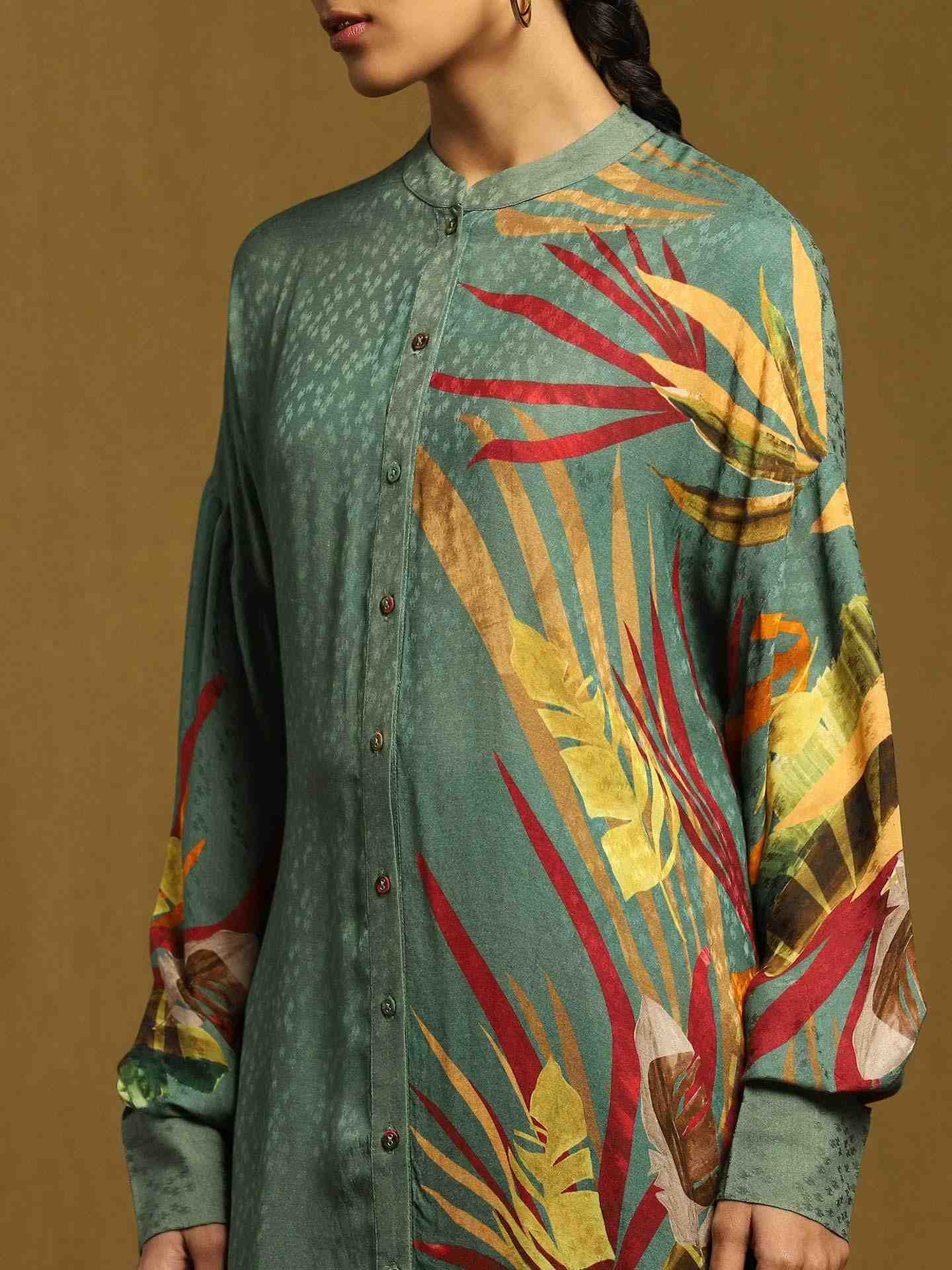 Green Tropical Kurta