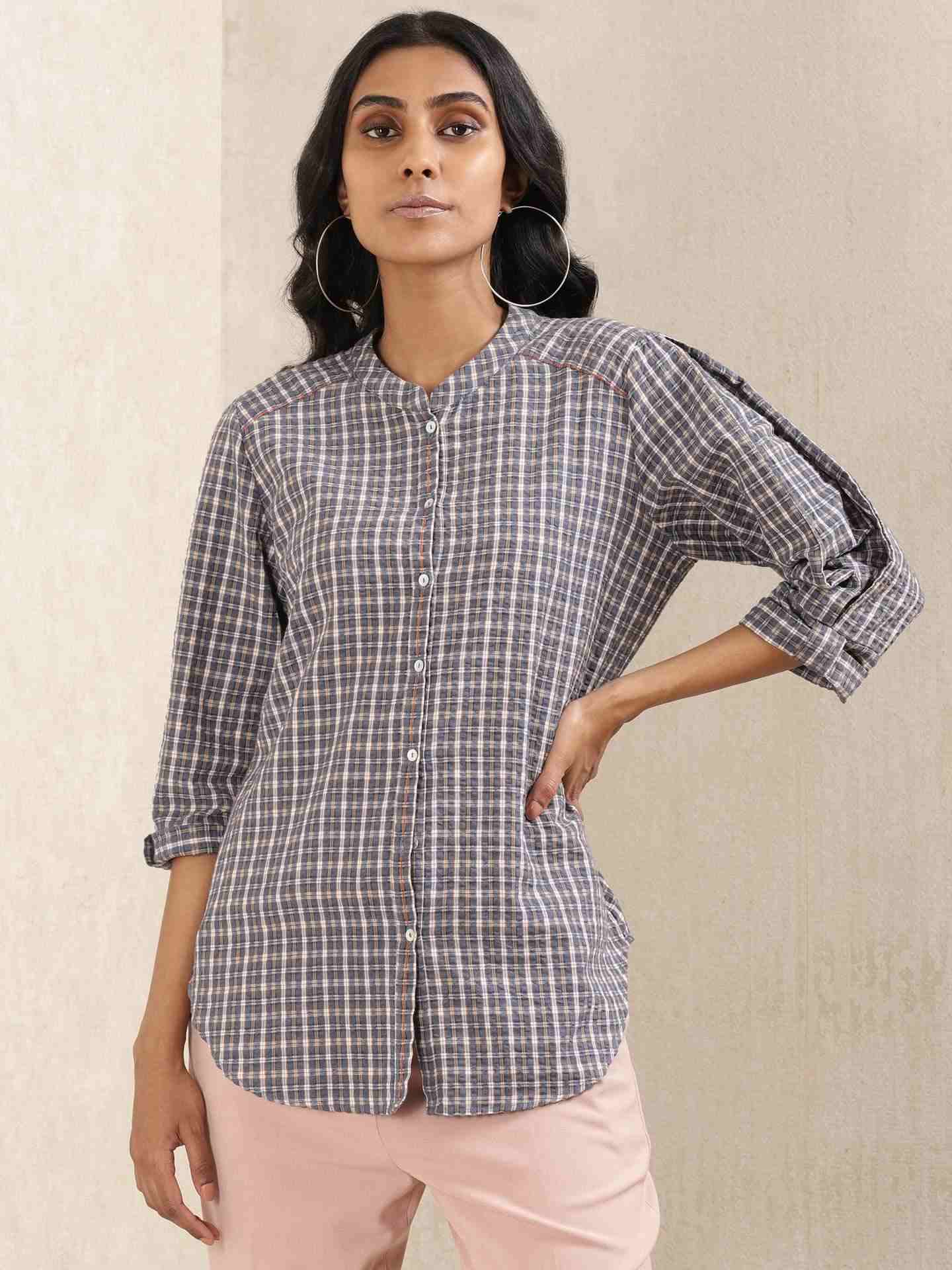 Blue Quint Yarn-Dyed Cotton Kurti