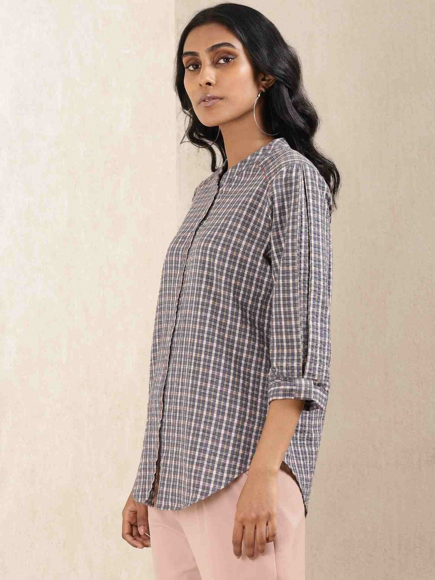 Blue Quint Yarn-Dyed Cotton Kurti