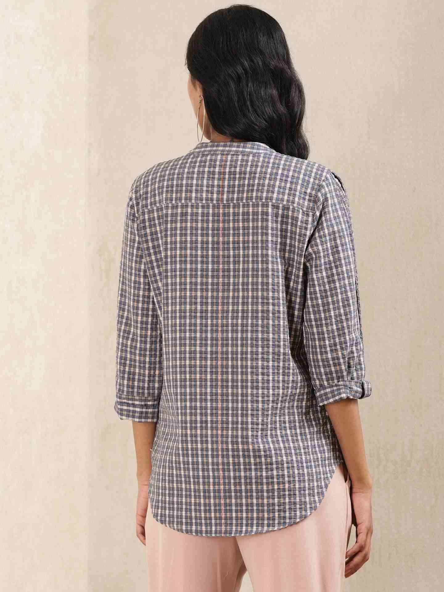 Blue Quint Yarn-Dyed Cotton Kurti