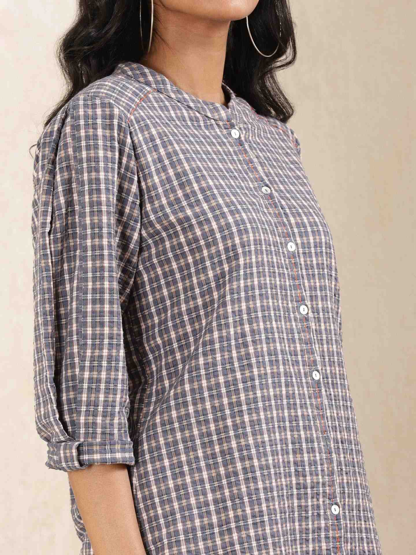 Blue Quint Yarn-Dyed Cotton Kurti