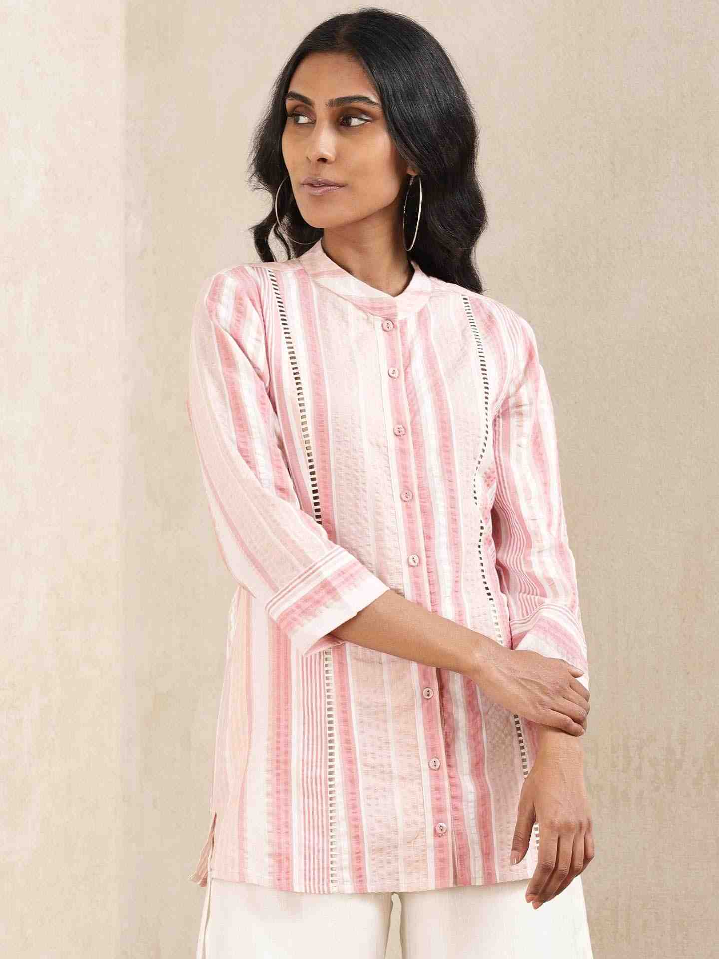 Pink Quint Yarn-Dyed Cotton Kurti
