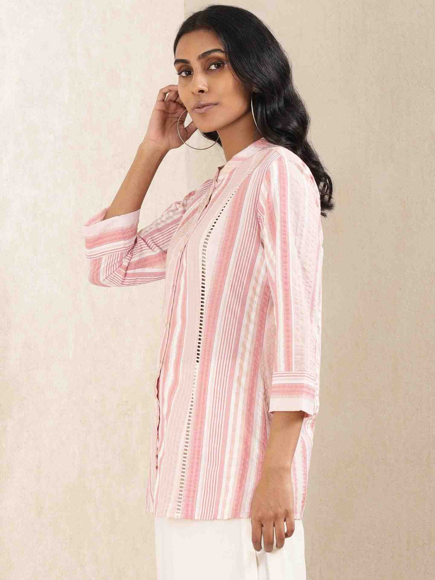 Pink Quint Yarn-Dyed Cotton Kurti