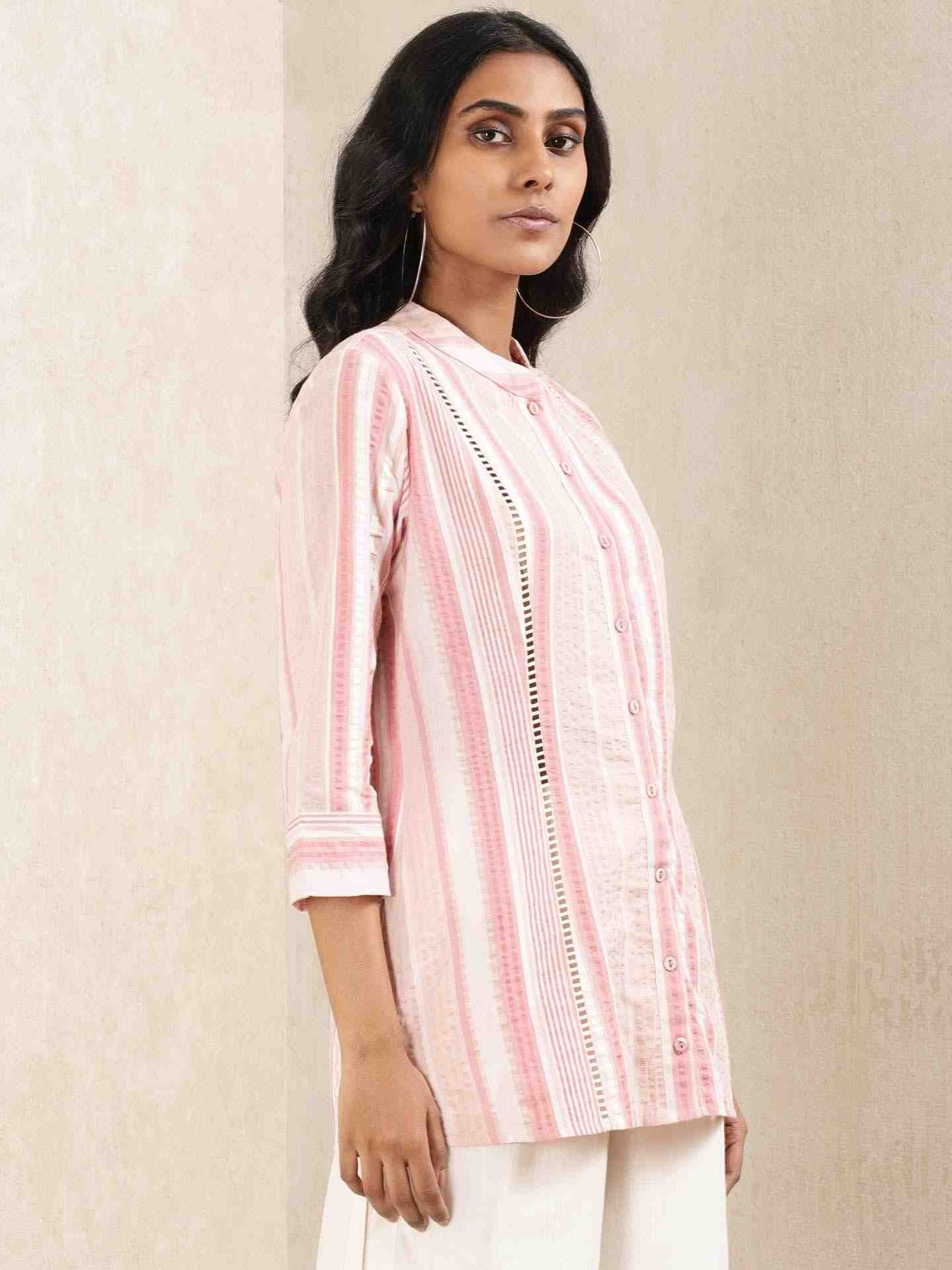 Pink Quint Yarn-Dyed Cotton Kurti