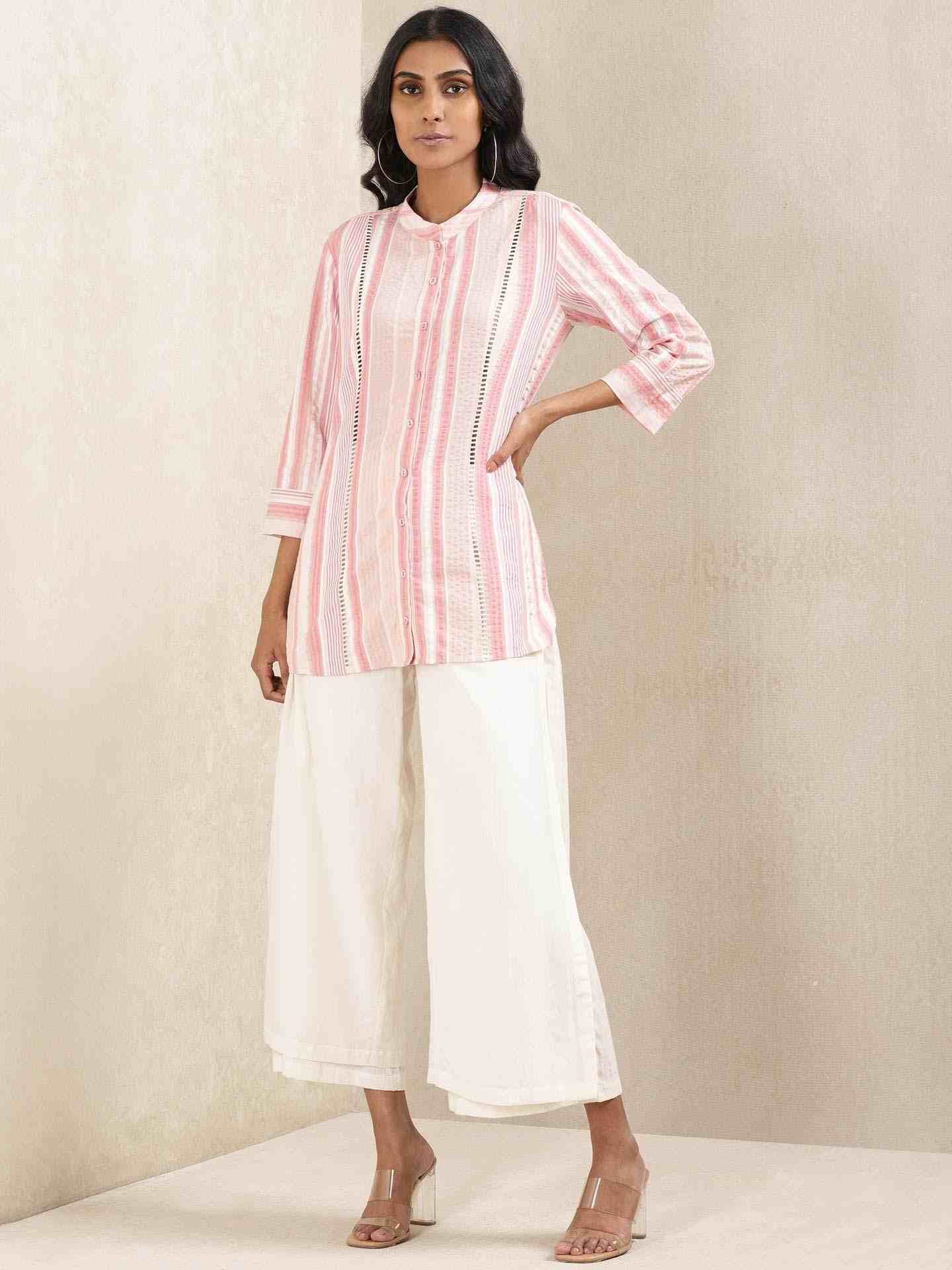 Pink Quint Yarn-Dyed Cotton Kurti