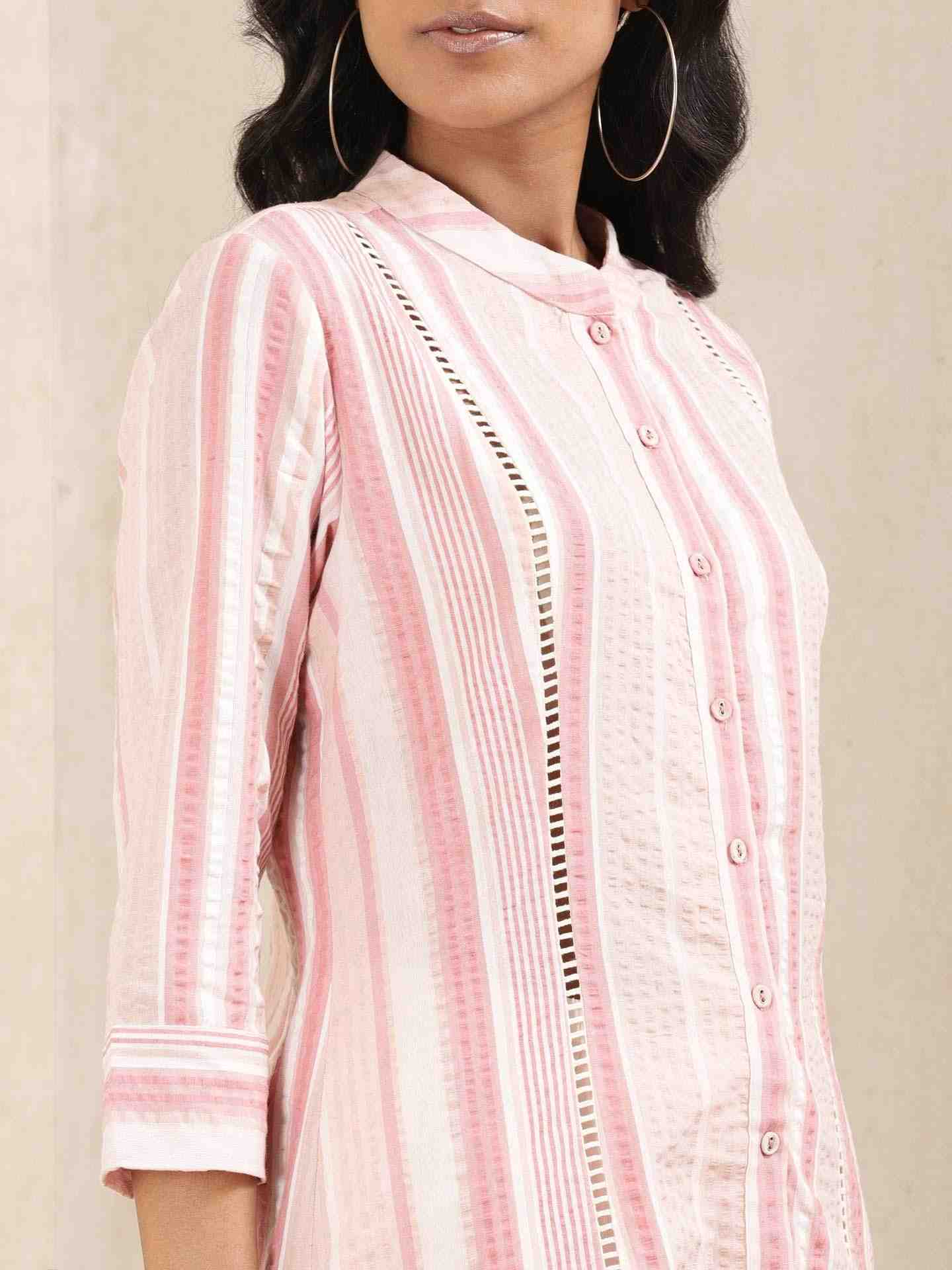 Pink Quint Yarn-Dyed Cotton Kurti