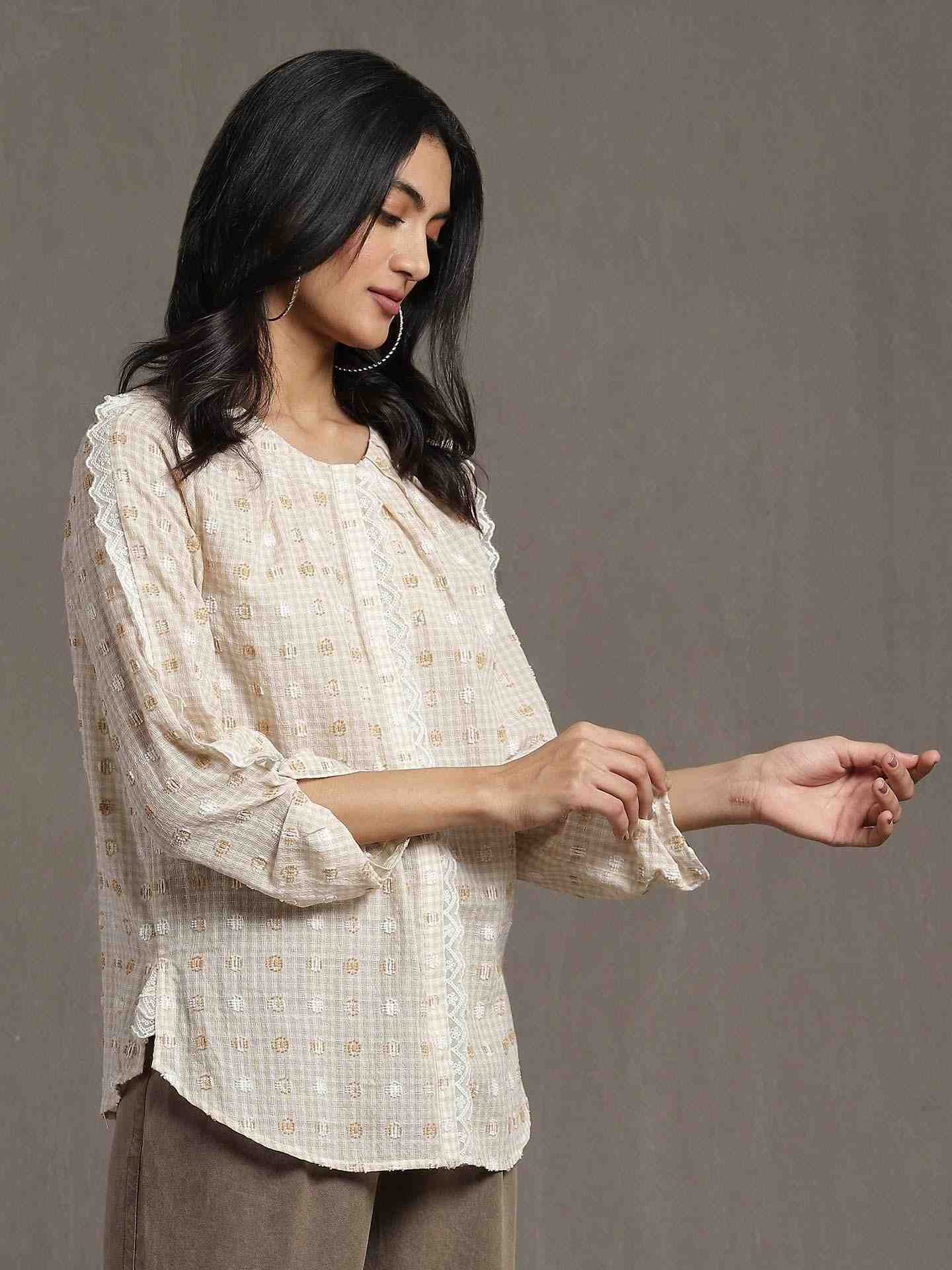 Beige Whimsical Heritage Kurti